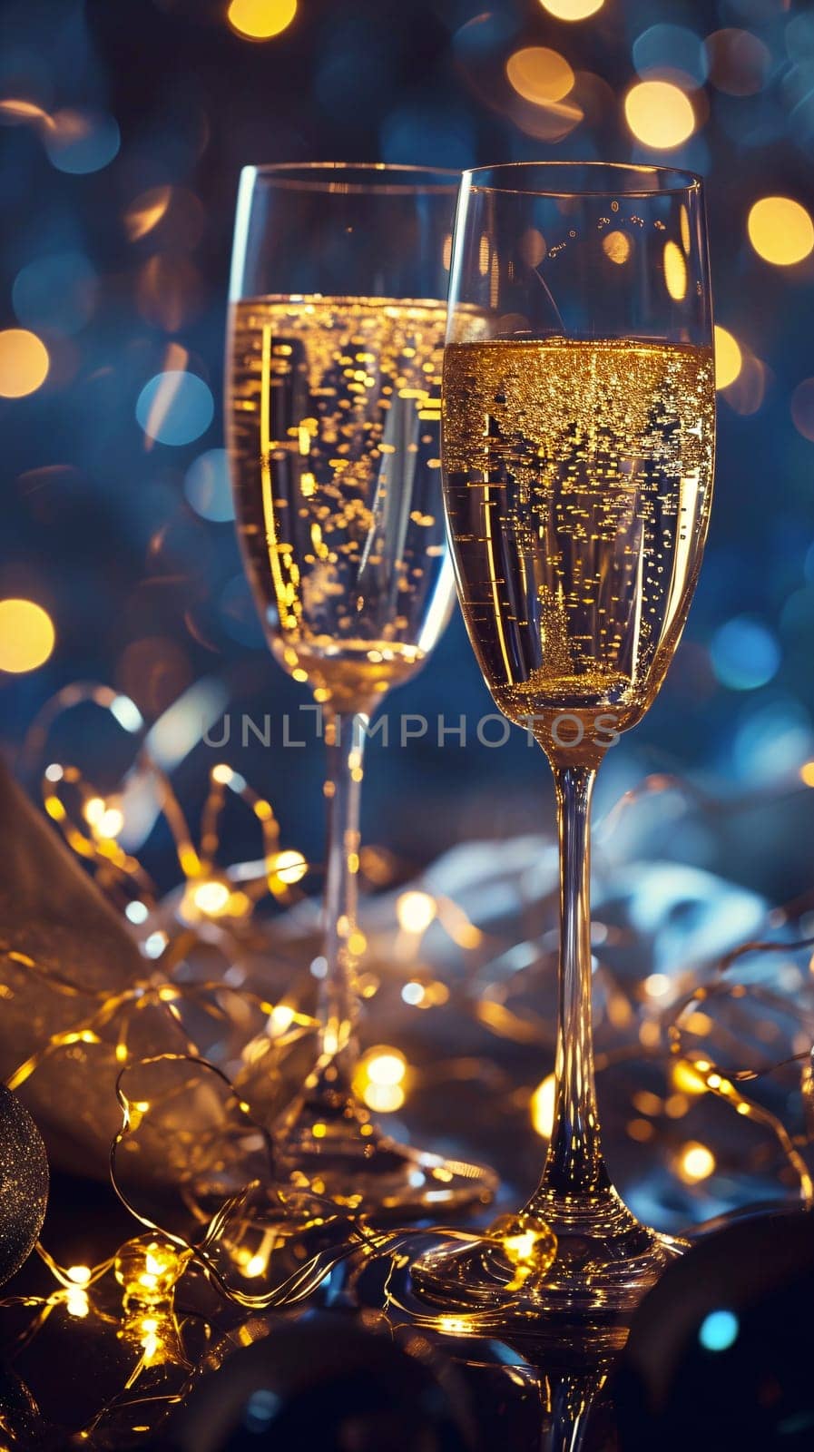 Festive sparkling wine Toast - new year eve background - generative AI