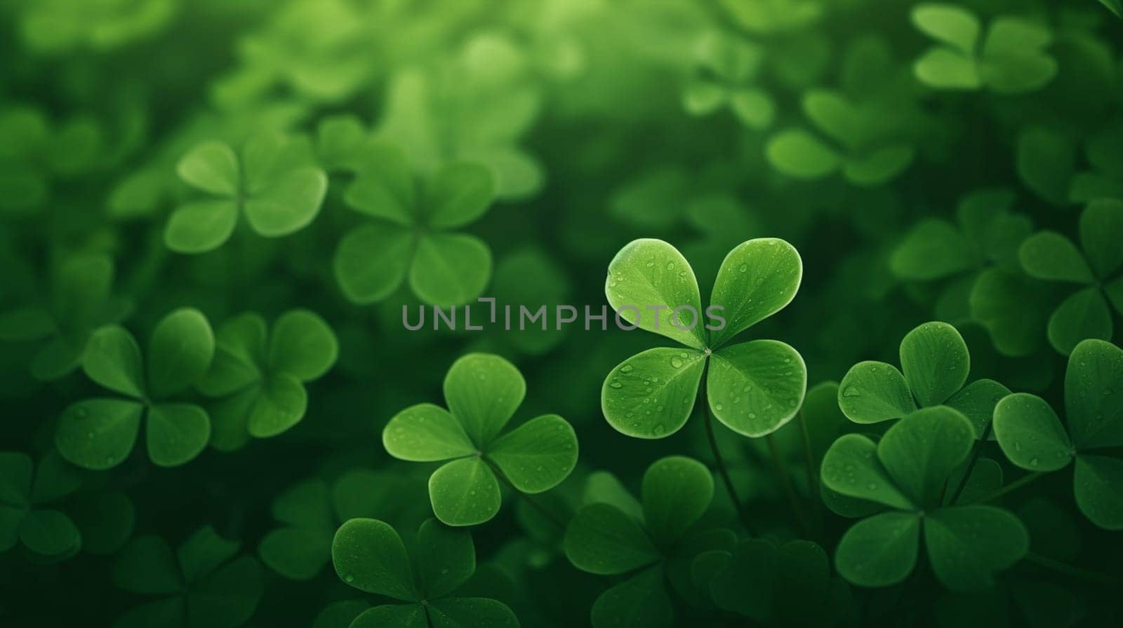 Lucky clover leaves for St. Patrick's Day. Banner with Irish clover leaves by kizuneko