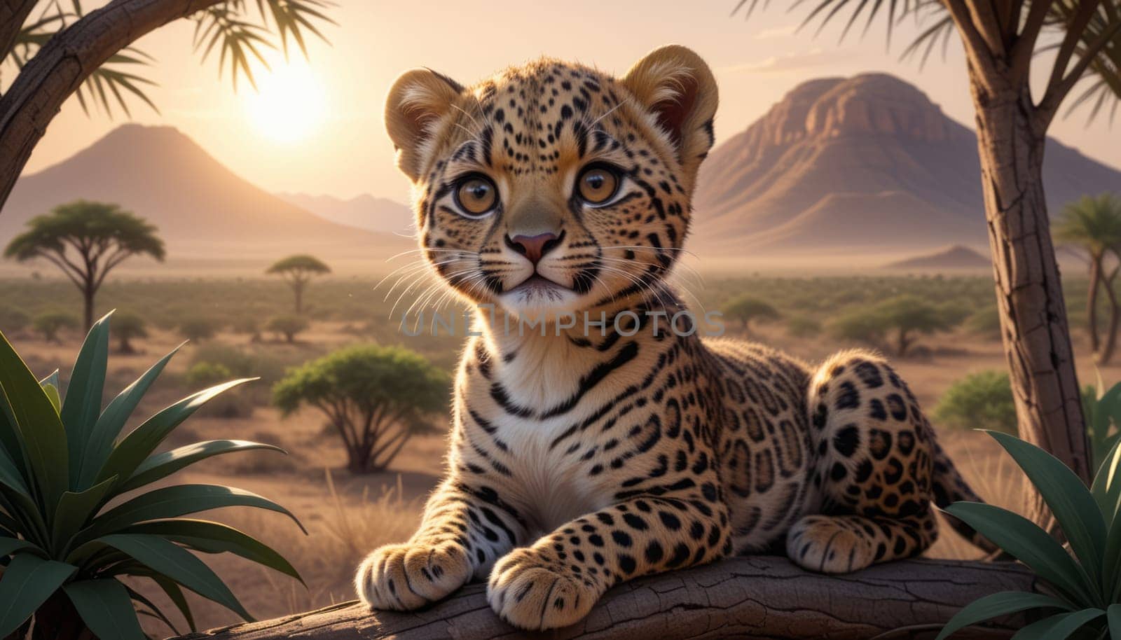 Young Leopards Serene Savannah Gaze by nkotlyar