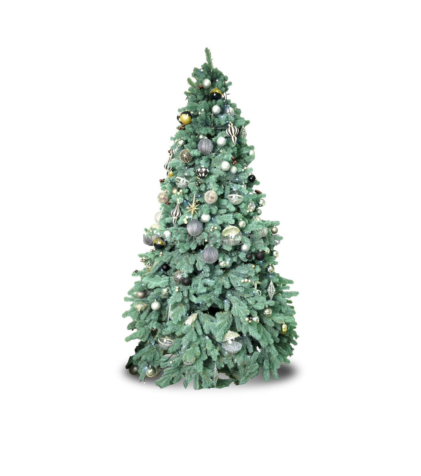 christmas tree with toys isolated on white , holidays, decorations, signs and symbols