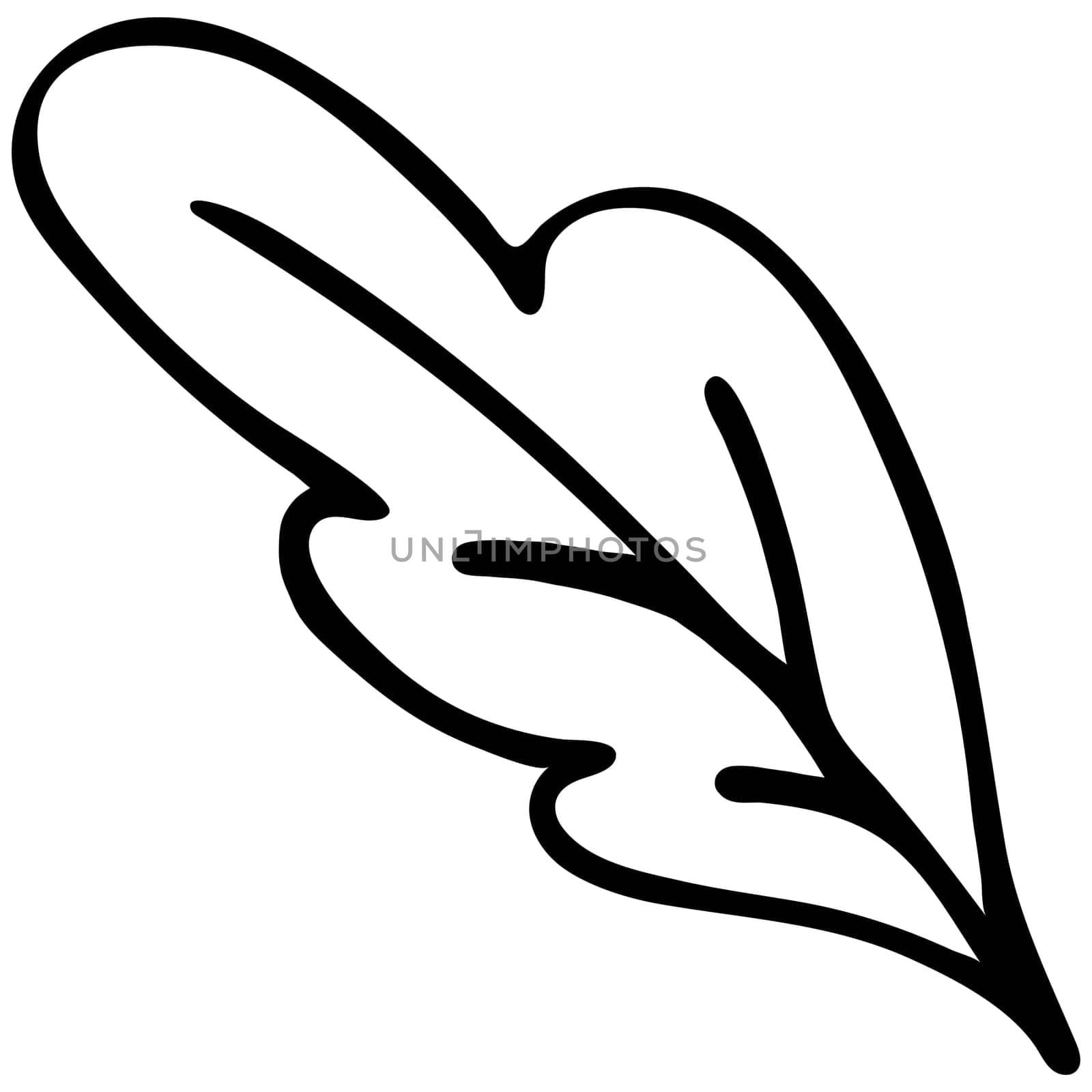 Black and White Hand Drawn Decorative Graphic Flower Leaf. Abstract Leaf Icon for Coloring Page, Book or Sheet for Kids.