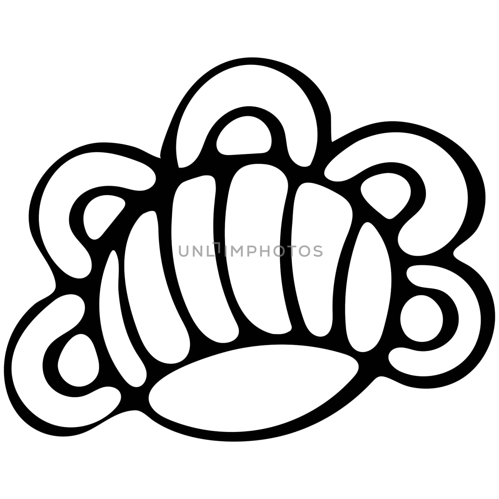 Flower Icon. Hand Drawn Simple Black Outline Floral Illustration. Clip Art in Doodle Style Isolated on White Background. by Rina_Dozornaya