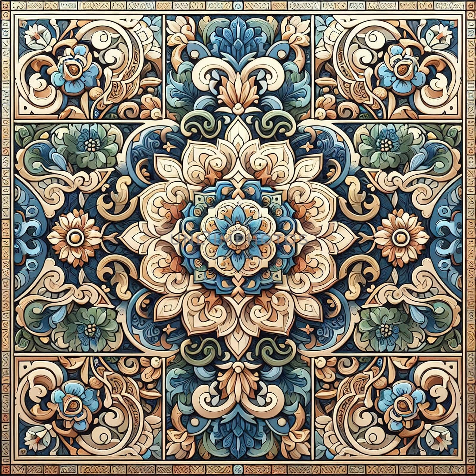 Classic tile pattern. Generative AI by gordiza