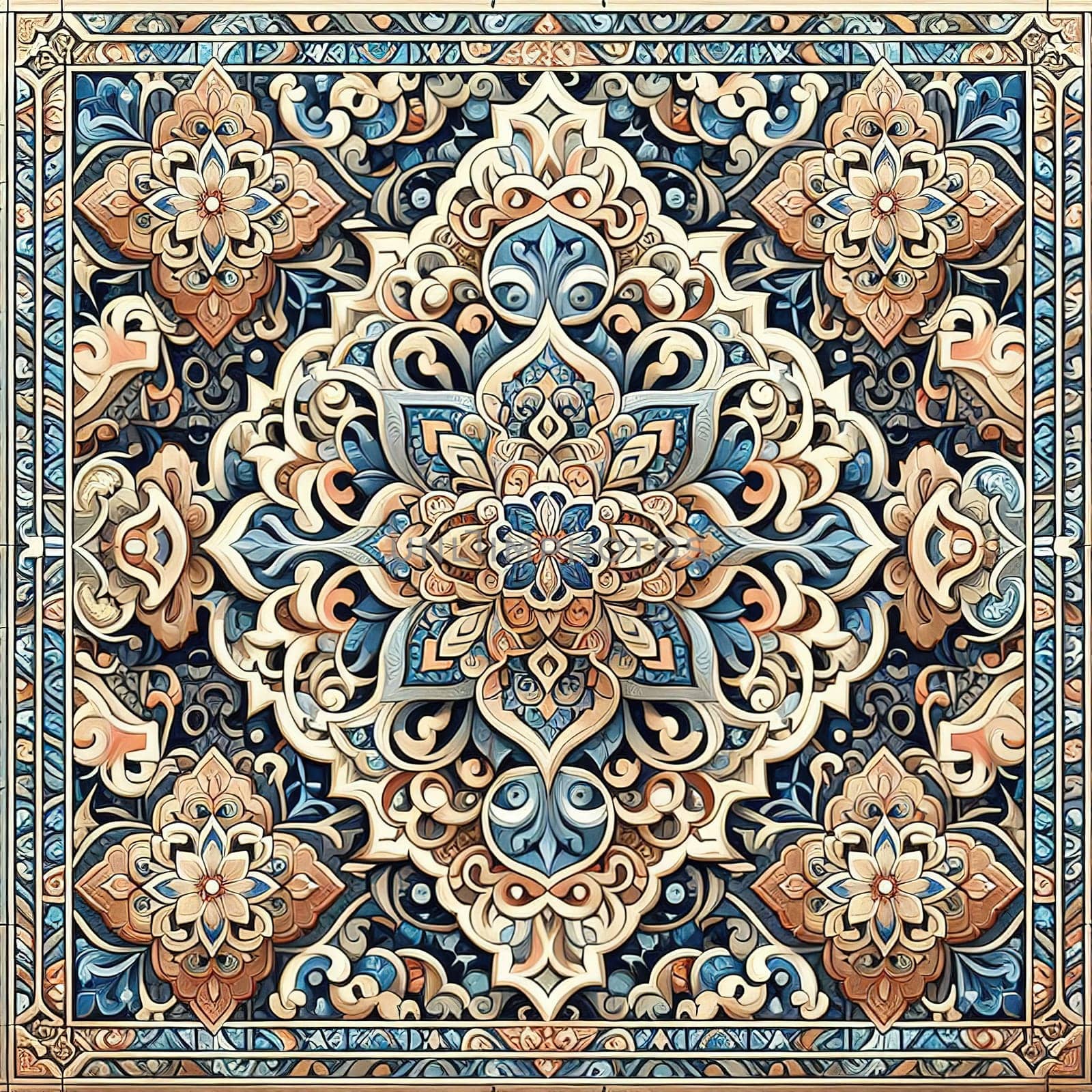 Classic tile pattern. Generative AI by gordiza