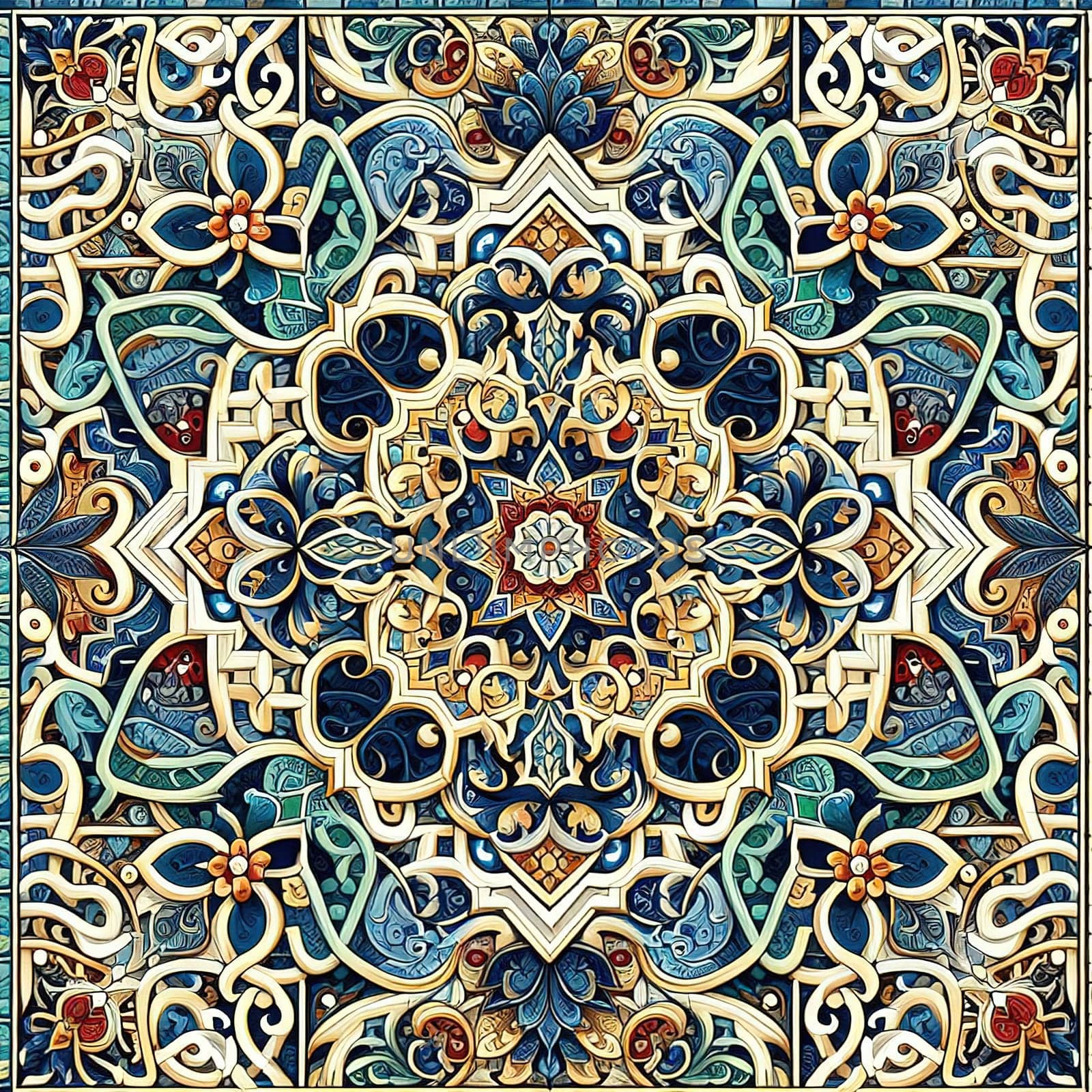 Classic tile pattern. Generative AI by gordiza