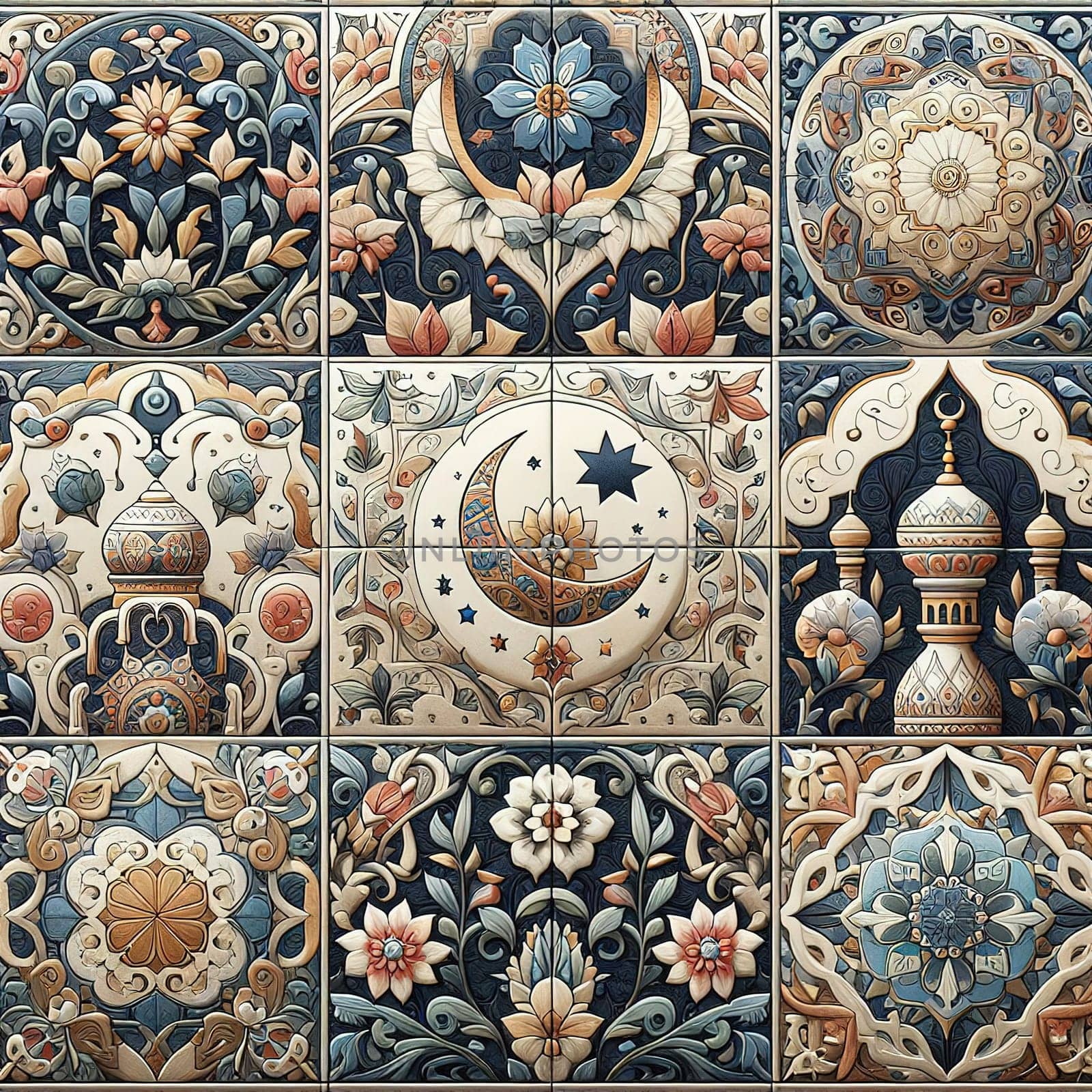 Classic tile pattern. Generative AI by gordiza