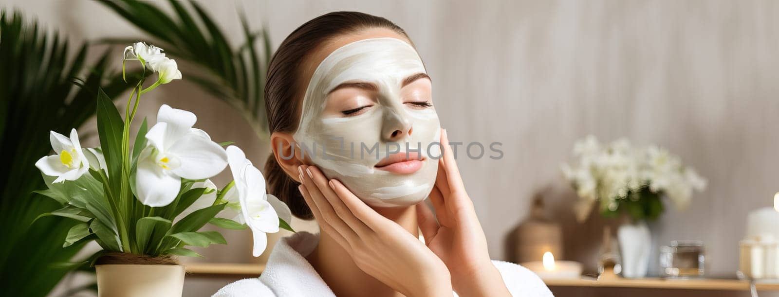 The image of a girl with a moisturizing mask on her face is the perfect banner to remind you of the importance of skincare, reviving the beauty and health of your skin.