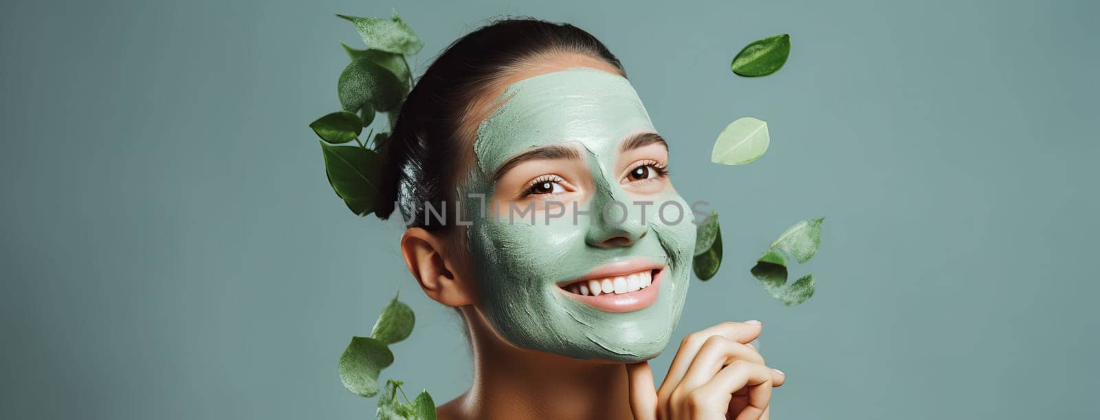 The image of a girl with a moisturizing mask on her face is the perfect banner to remind you of the importance of skincare, reviving the beauty and health of your skin.