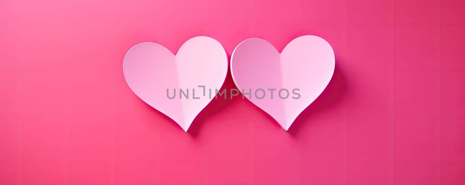 Pink hearts on a bright pink background, a symbol of love and romance