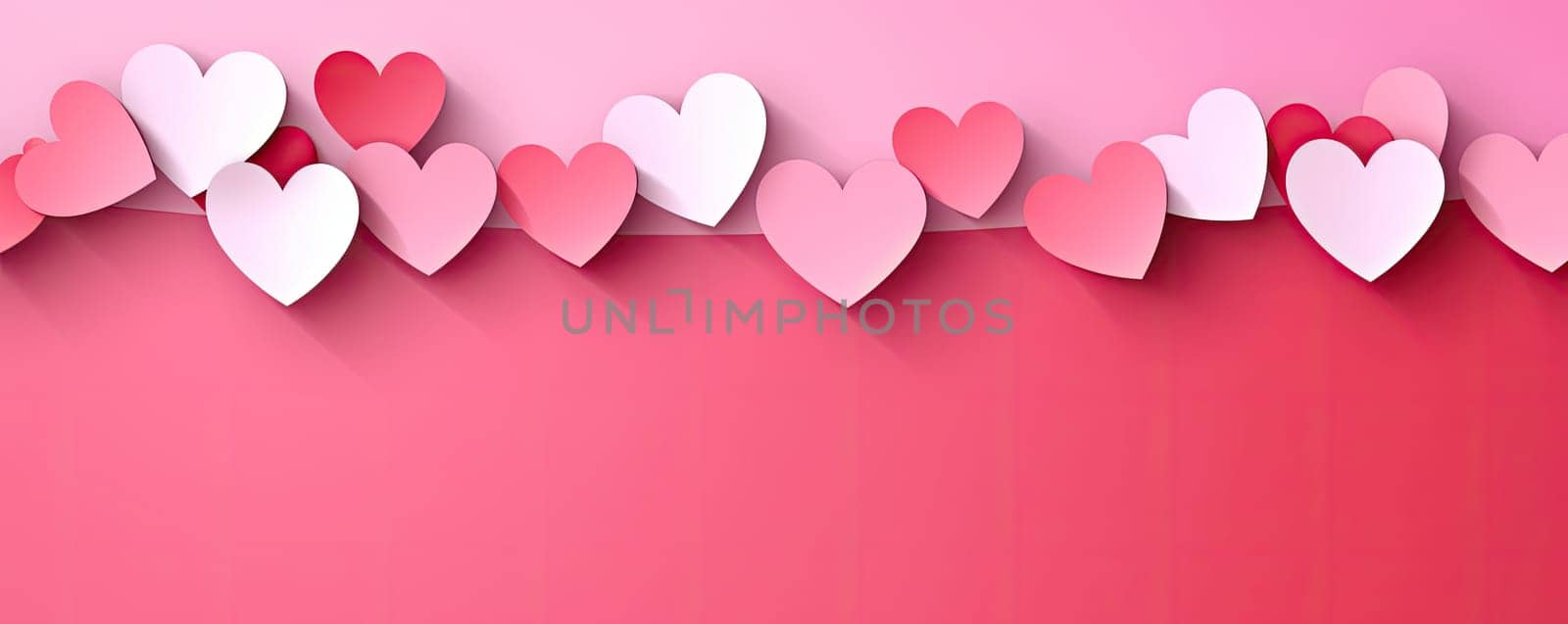 Pink hearts on a bright pink background, a symbol of love and romance by Yurich32