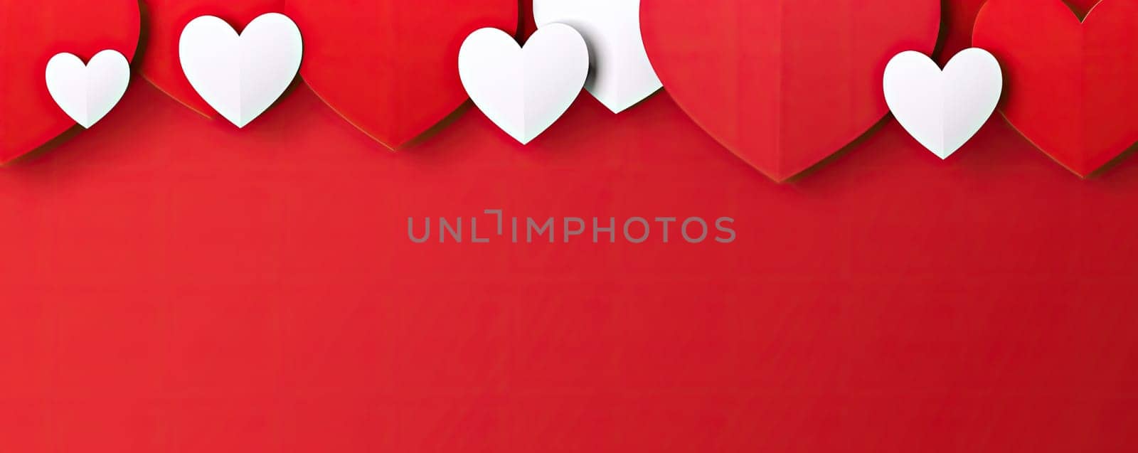 Symbol of love, red hearts on red background by Yurich32
