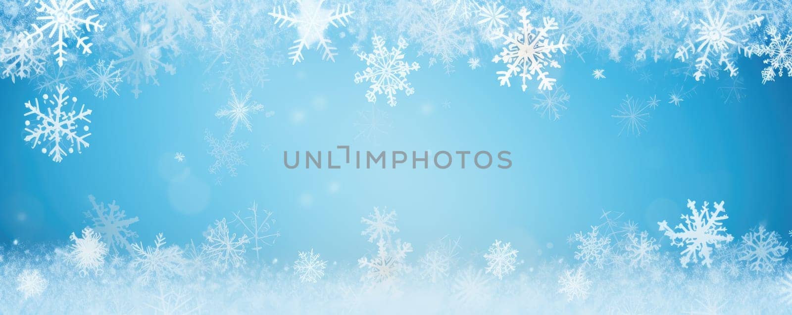 Themed banner depicting majestic snowflakes on a delicate blue background, designed to create a festive mood and decoration