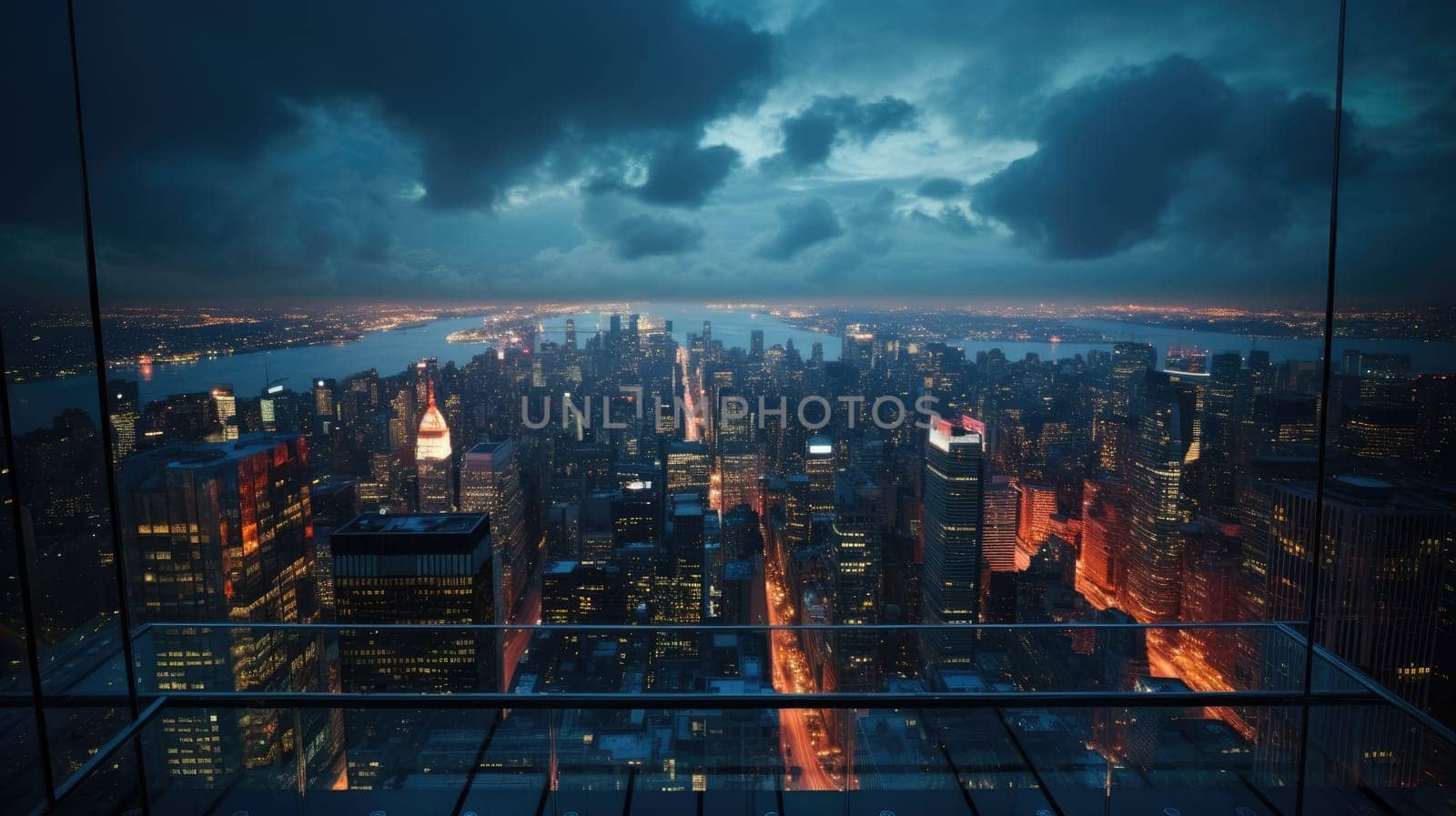 Magnificent view of the city from the top of a skyscraper AI