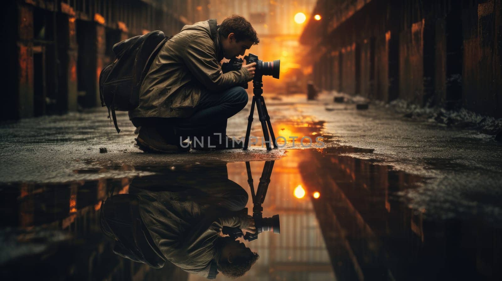 Photographer looking for the perfect shot AI