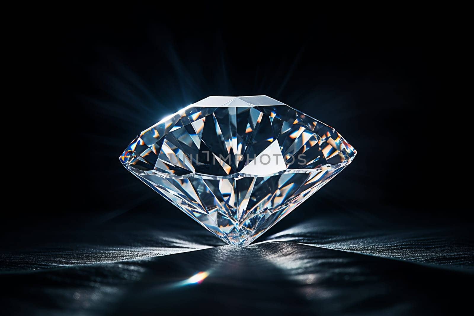 One big brilliant diamond on a dark background
