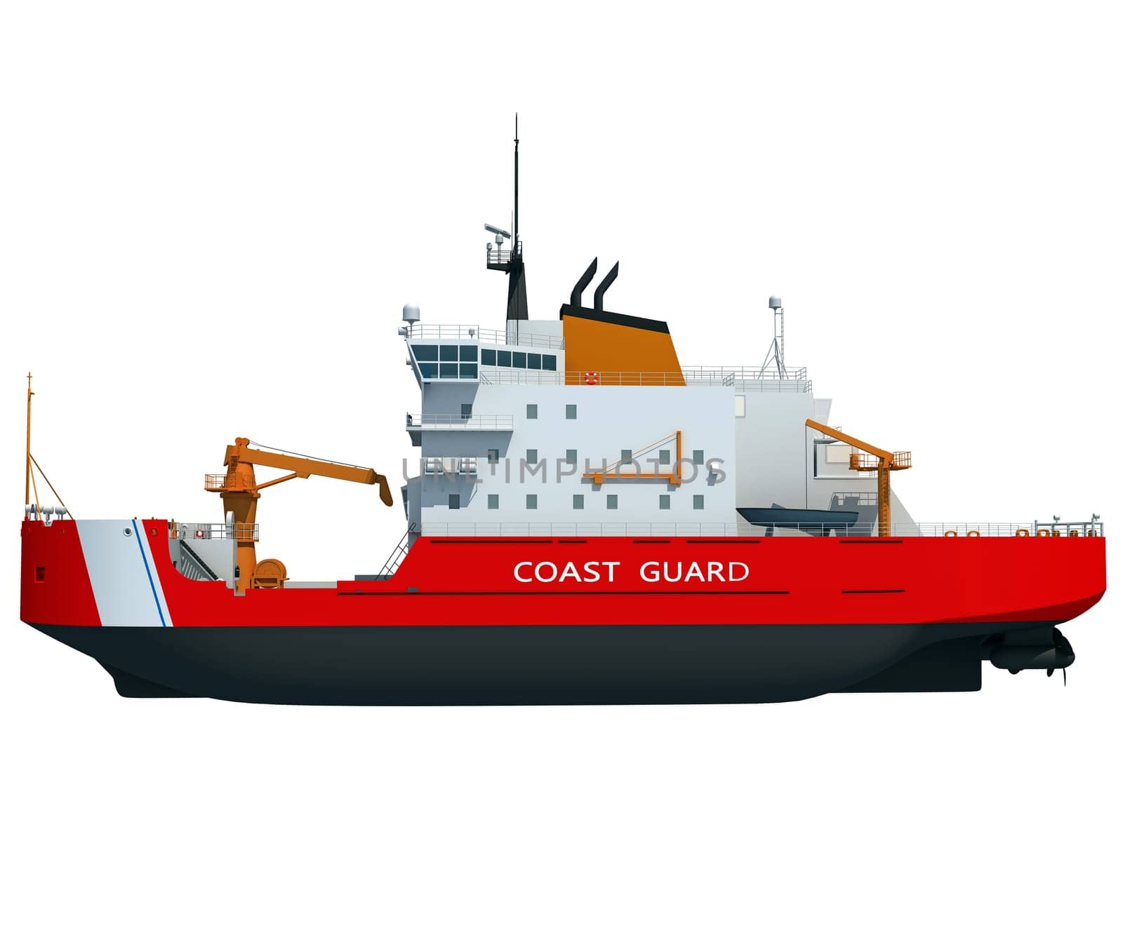 Coast Guard Icebreaker ship 3D rendering of ice breaking on white background by 3DHorse