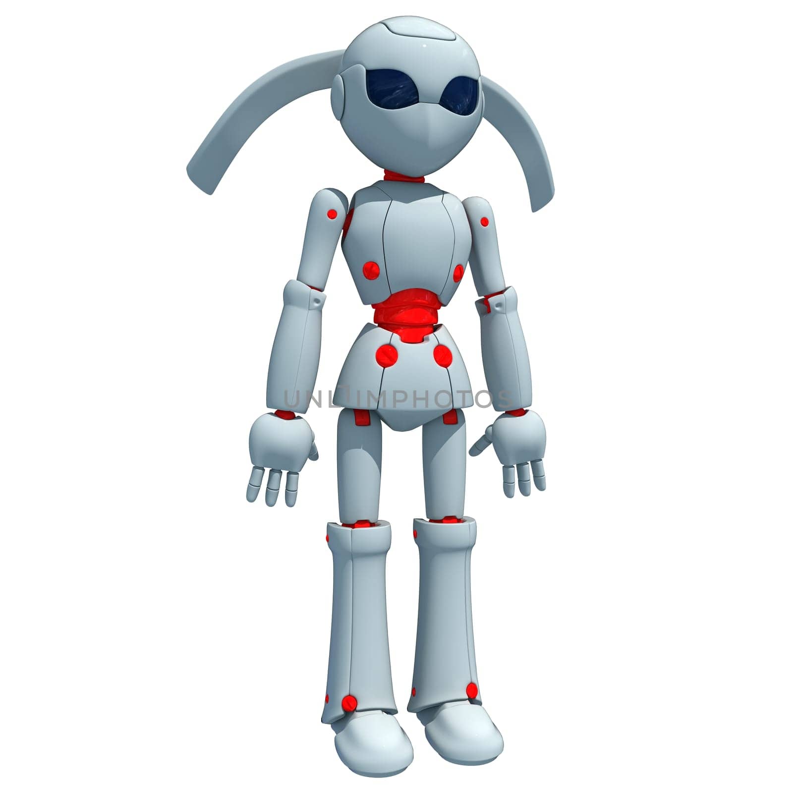 Robot 3D rendering model on white background