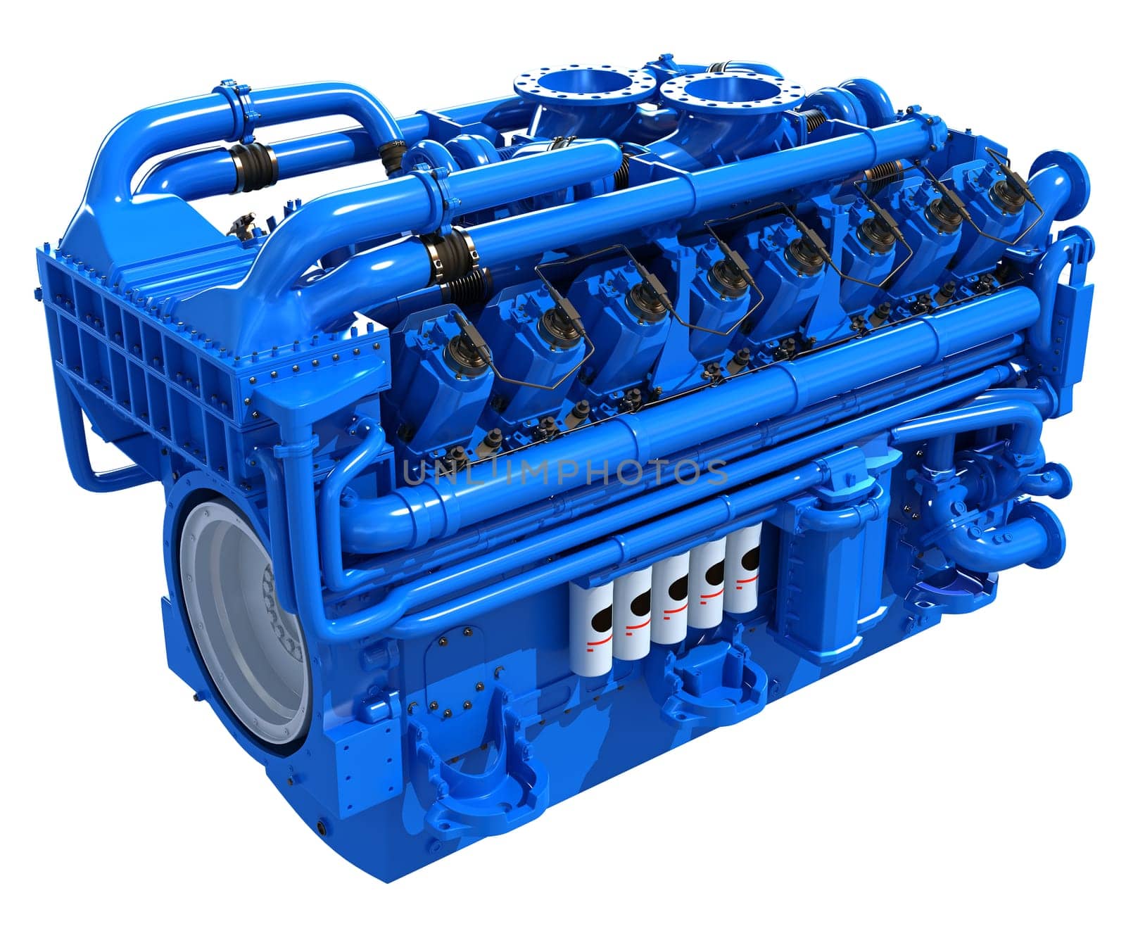 V16 Engine 3D rendering model on white background