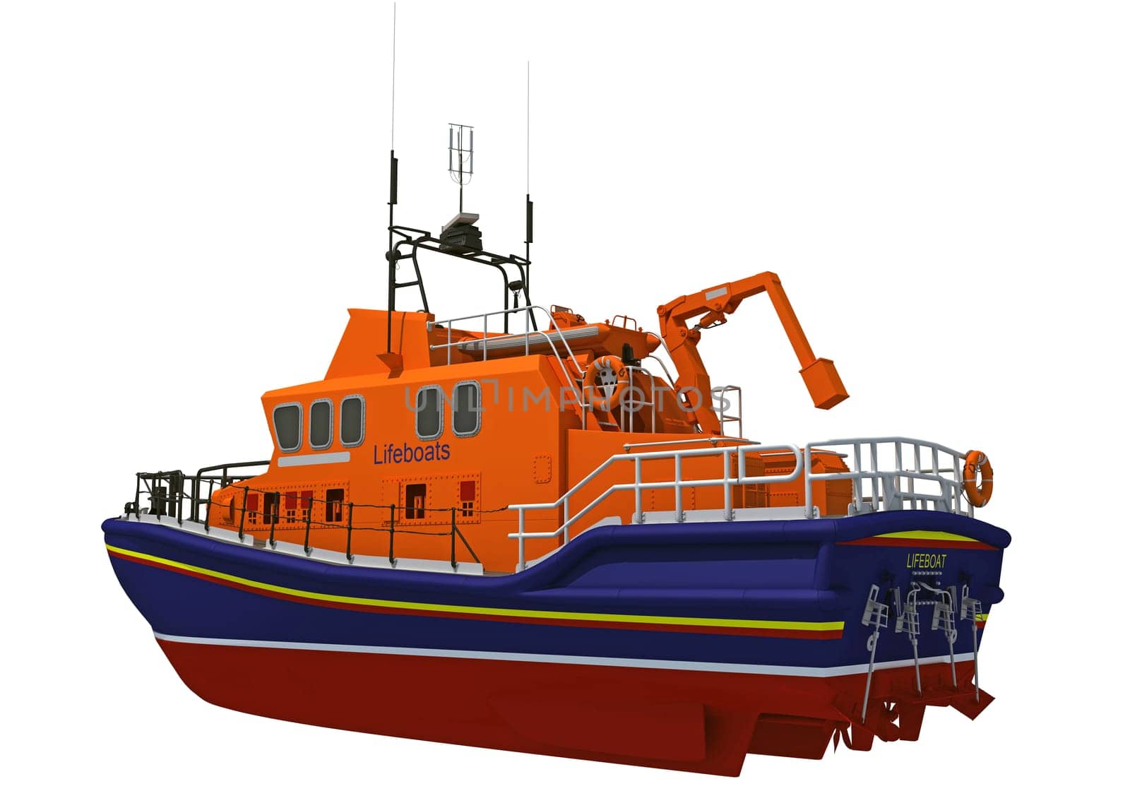 Lifeboat 3D rendering model on white background