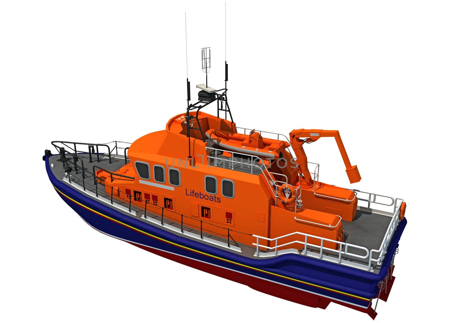 Lifeboat 3D rendering model on white background