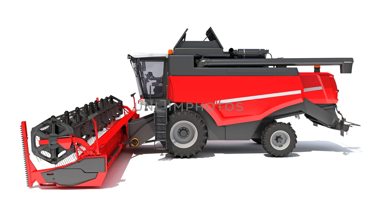 Combine Harvester farm equipment 3D rendering on white background by 3DHorse