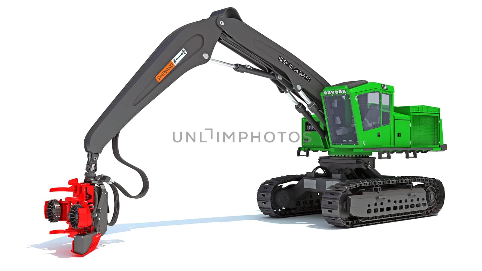 Forestry Harvester 3D rendering model on white background