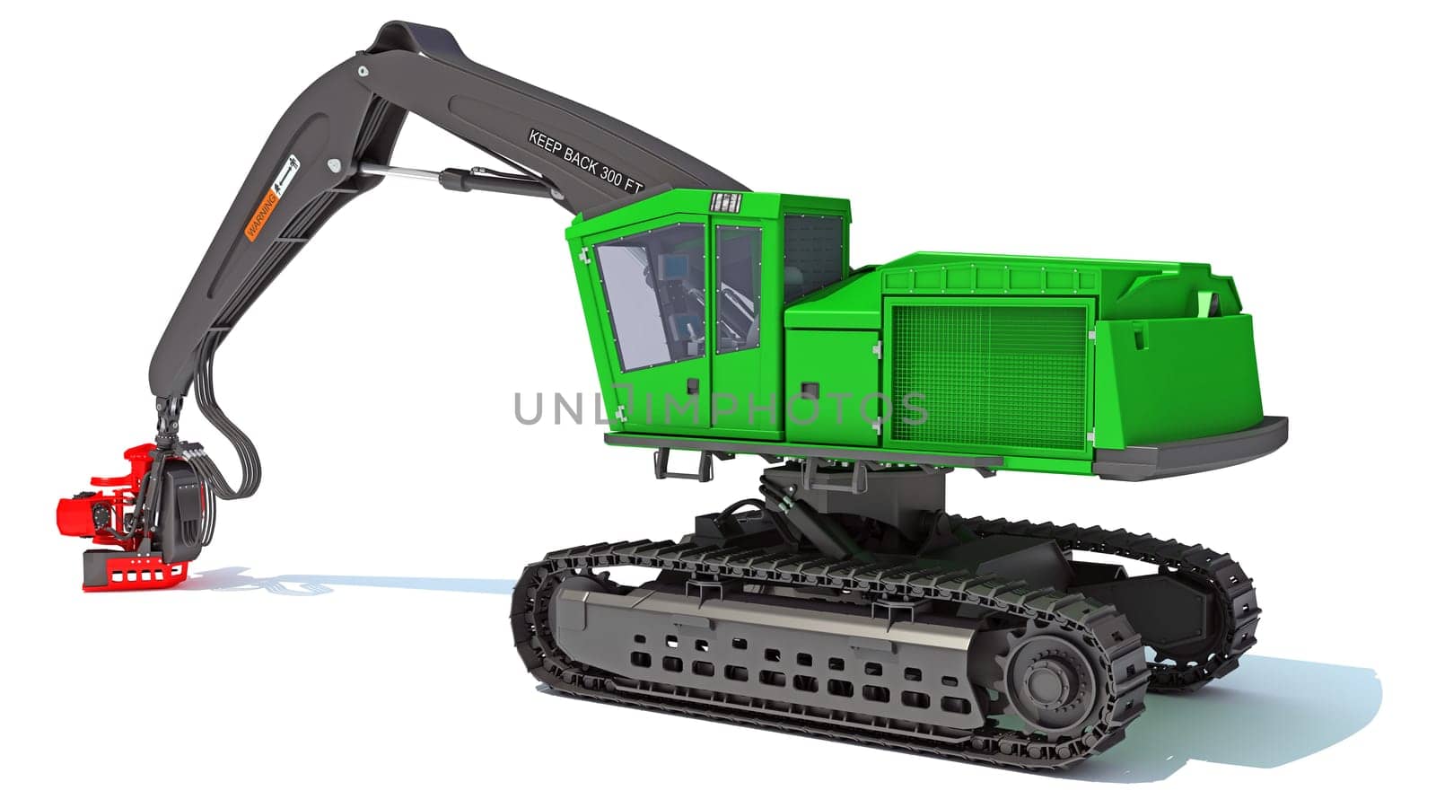 Forestry Harvester 3D rendering model on white background