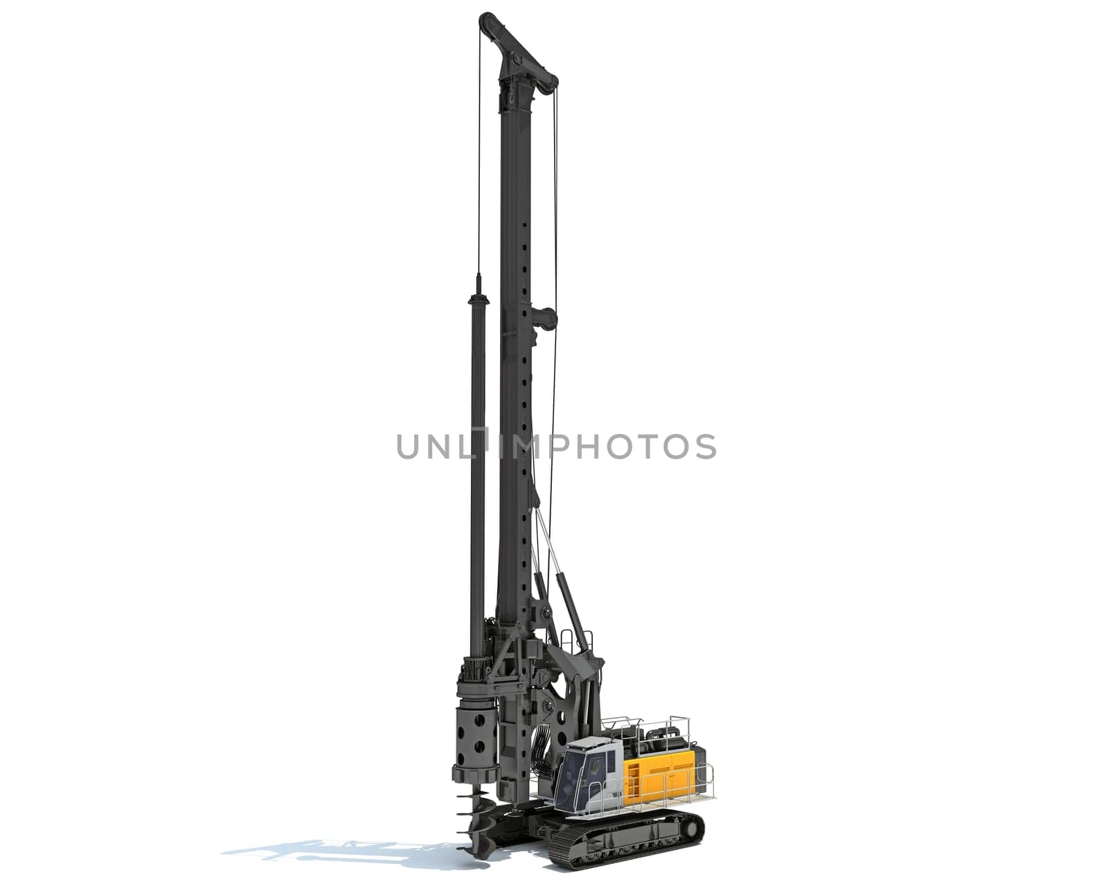 Drilling Rig 3D rendering model on white background