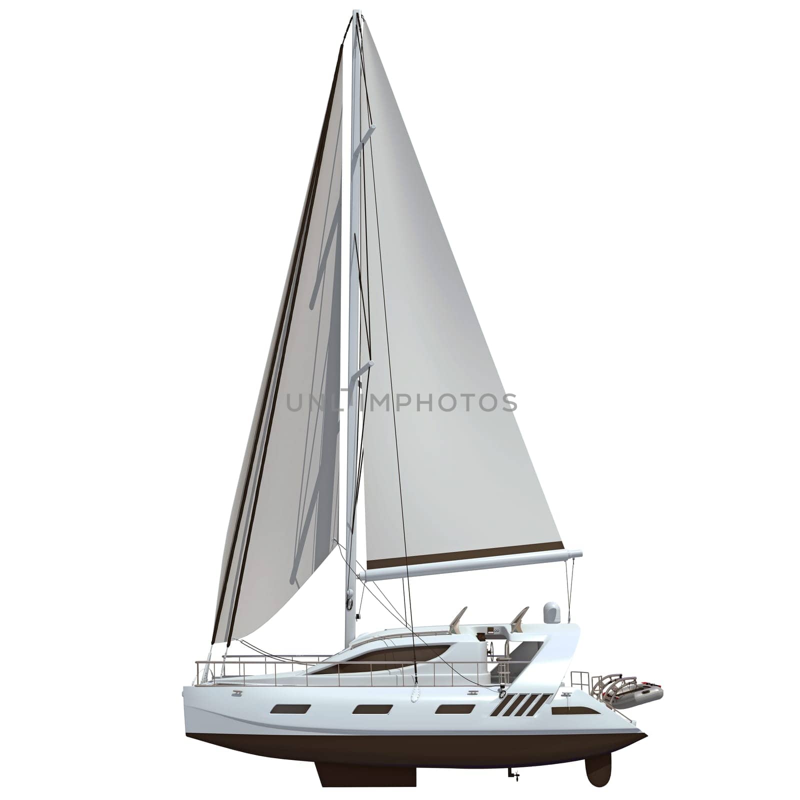 3D rendering of Sailing Yacht model on white background