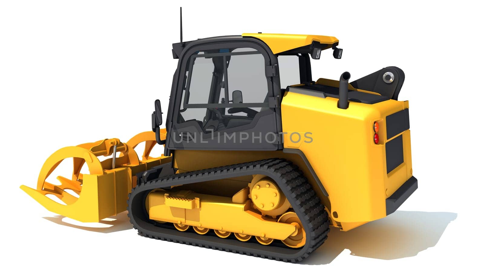 Manure Fork Skid Steer Loader 3D rendering model on white background