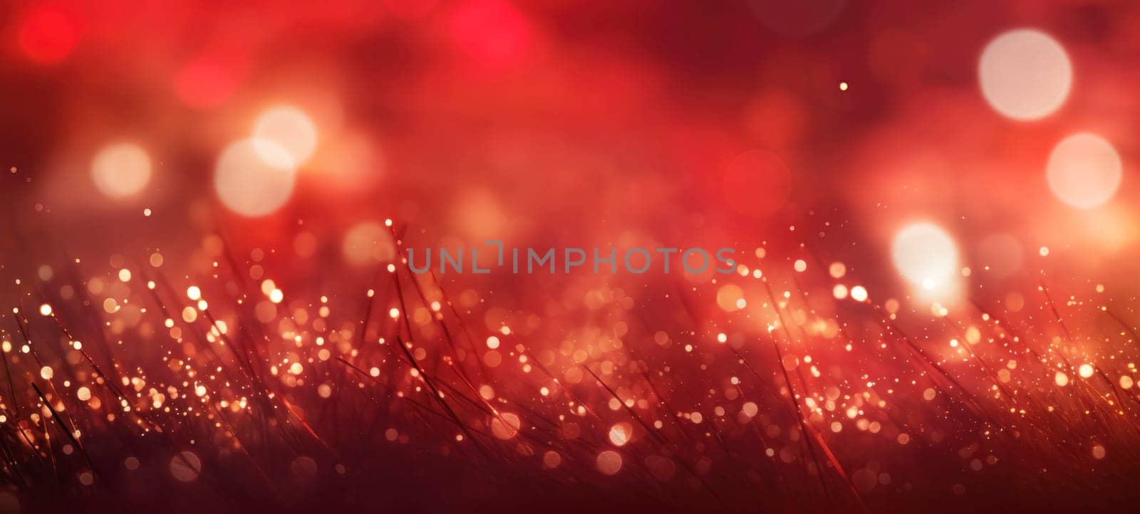 Abstract background with red fireworks, sparkles, shiny bokeh glitter lights. Festive background for card, flyer, invitation, placard, voucher, banner