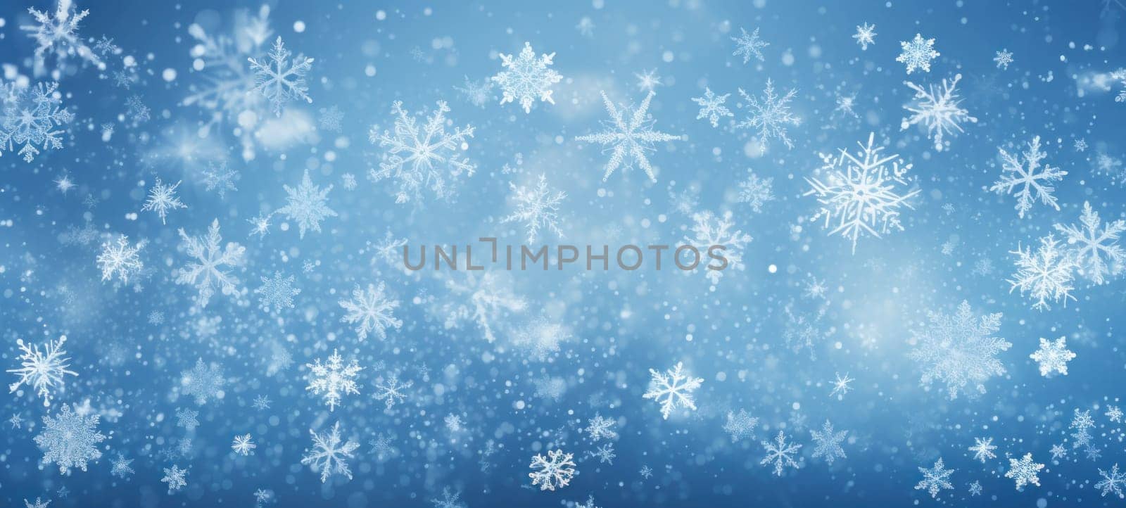 Abstract background with random falling snow flakes on blue background by andreyz