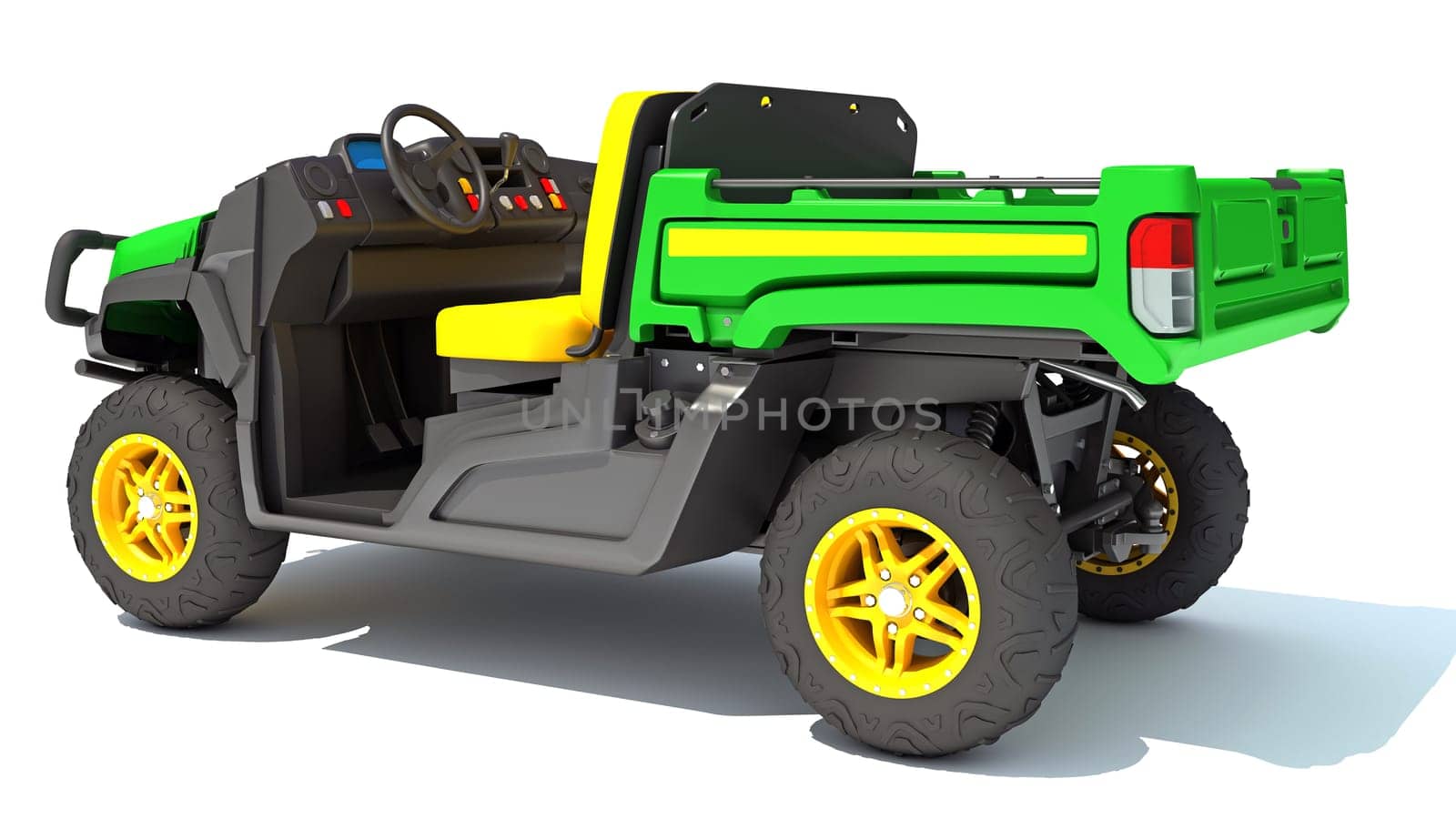 UTV Utility Vehicle 3D rendering model on white background