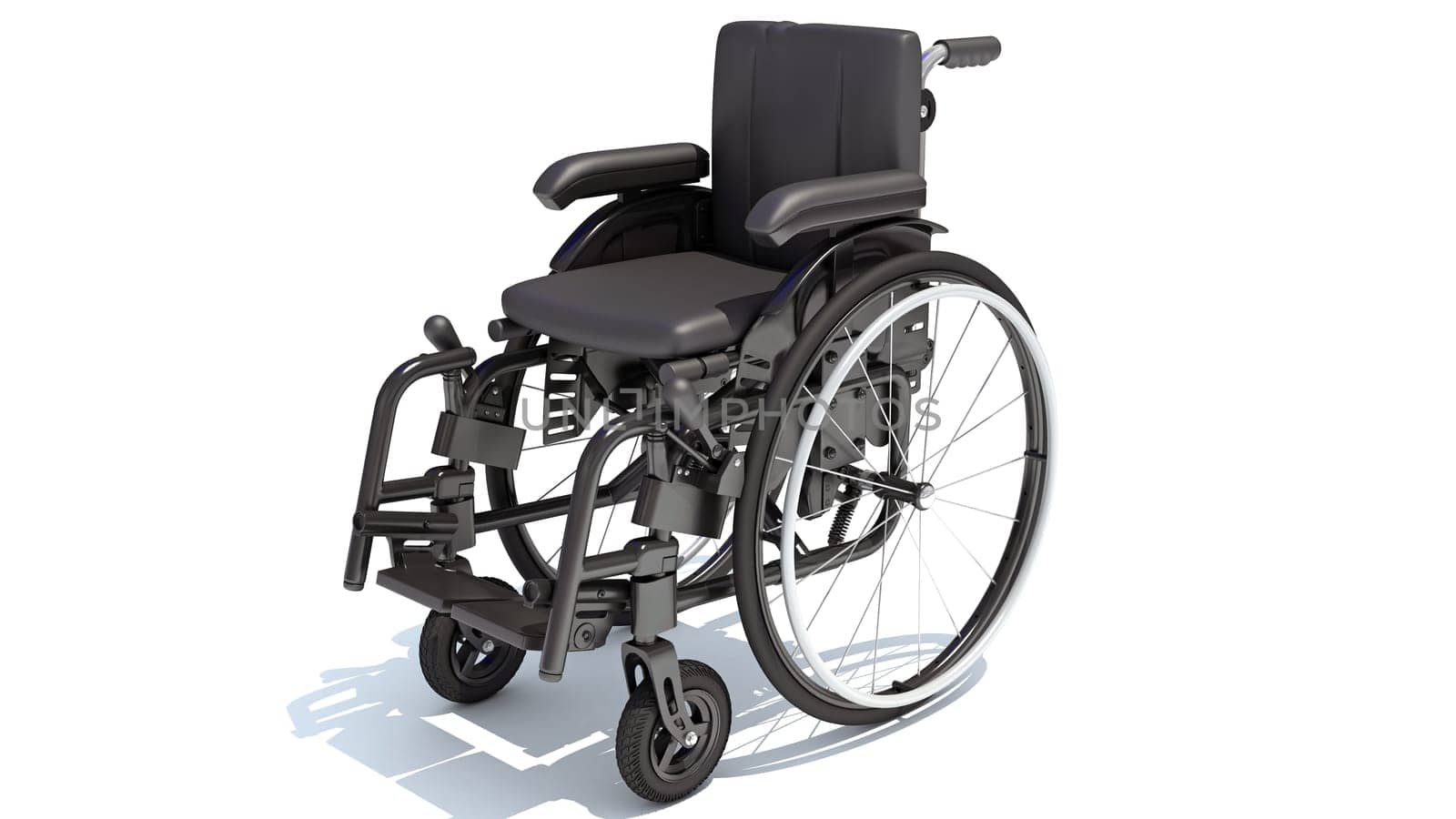 Wheelchair medical equipment 3D rendering on white background by 3DHorse