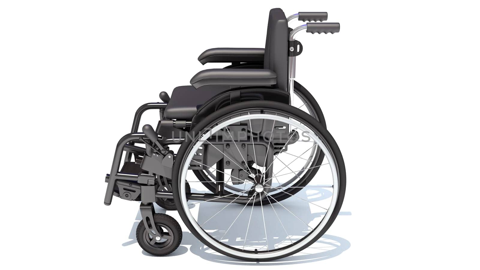 Wheelchair medical equipment 3D rendering model on white background