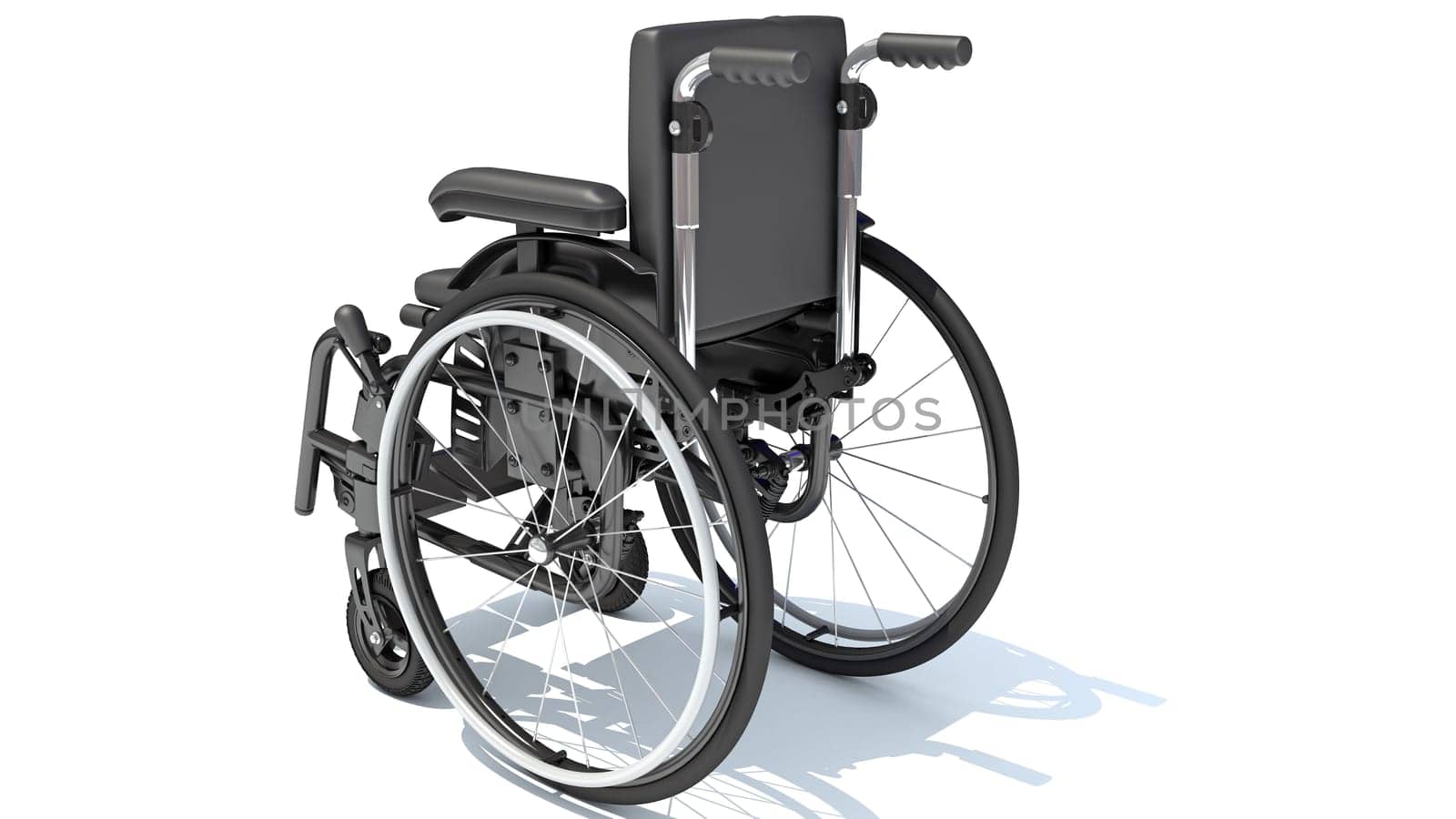 Wheelchair medical equipment 3D rendering model on white background