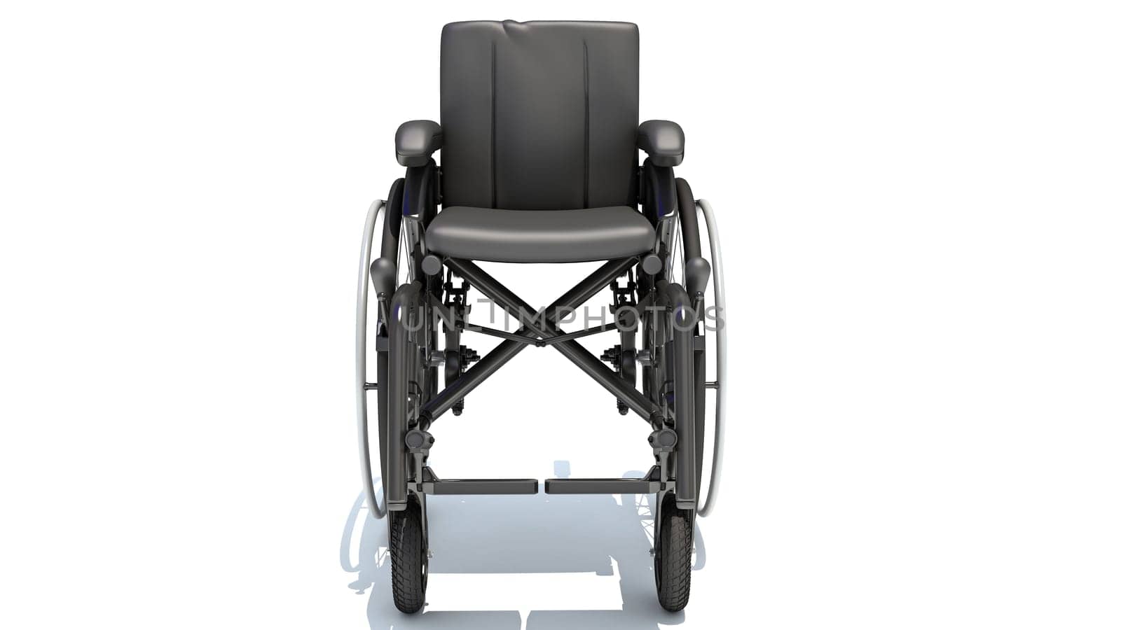 Wheelchair medical equipment 3D rendering model on white background