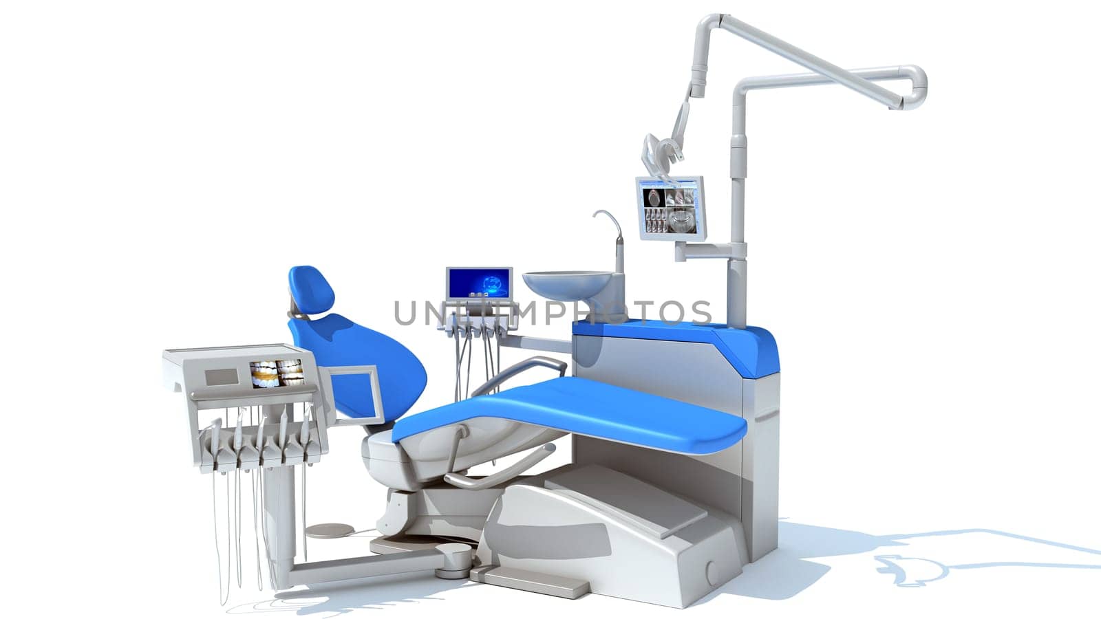 Dental treatment station unit 3D rendering on white background by 3DHorse