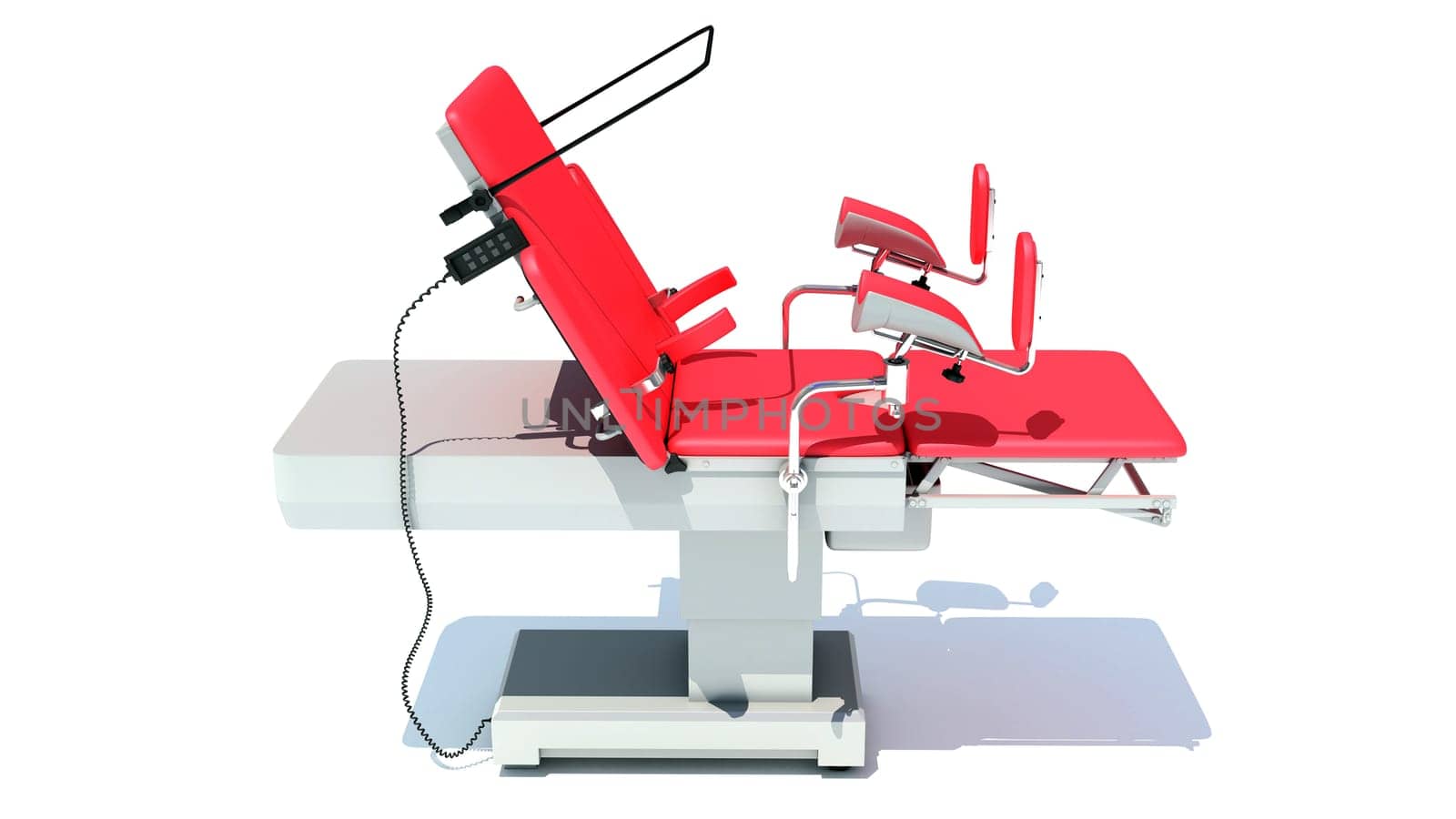 Gynecological Operating Table 3D rendering model on white background