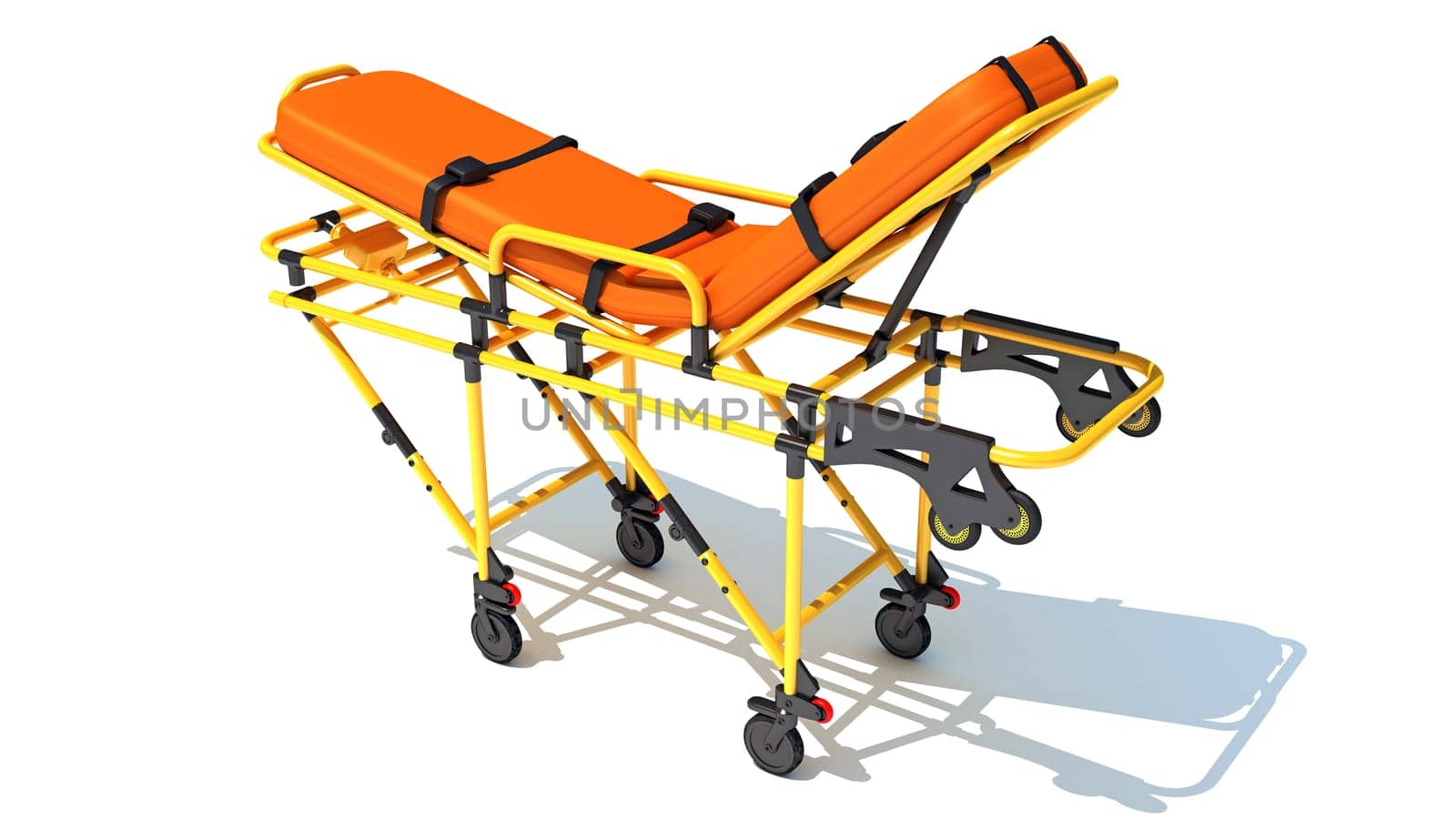 Medical Stretcher Trolley 3D rendering on white background by 3DHorse