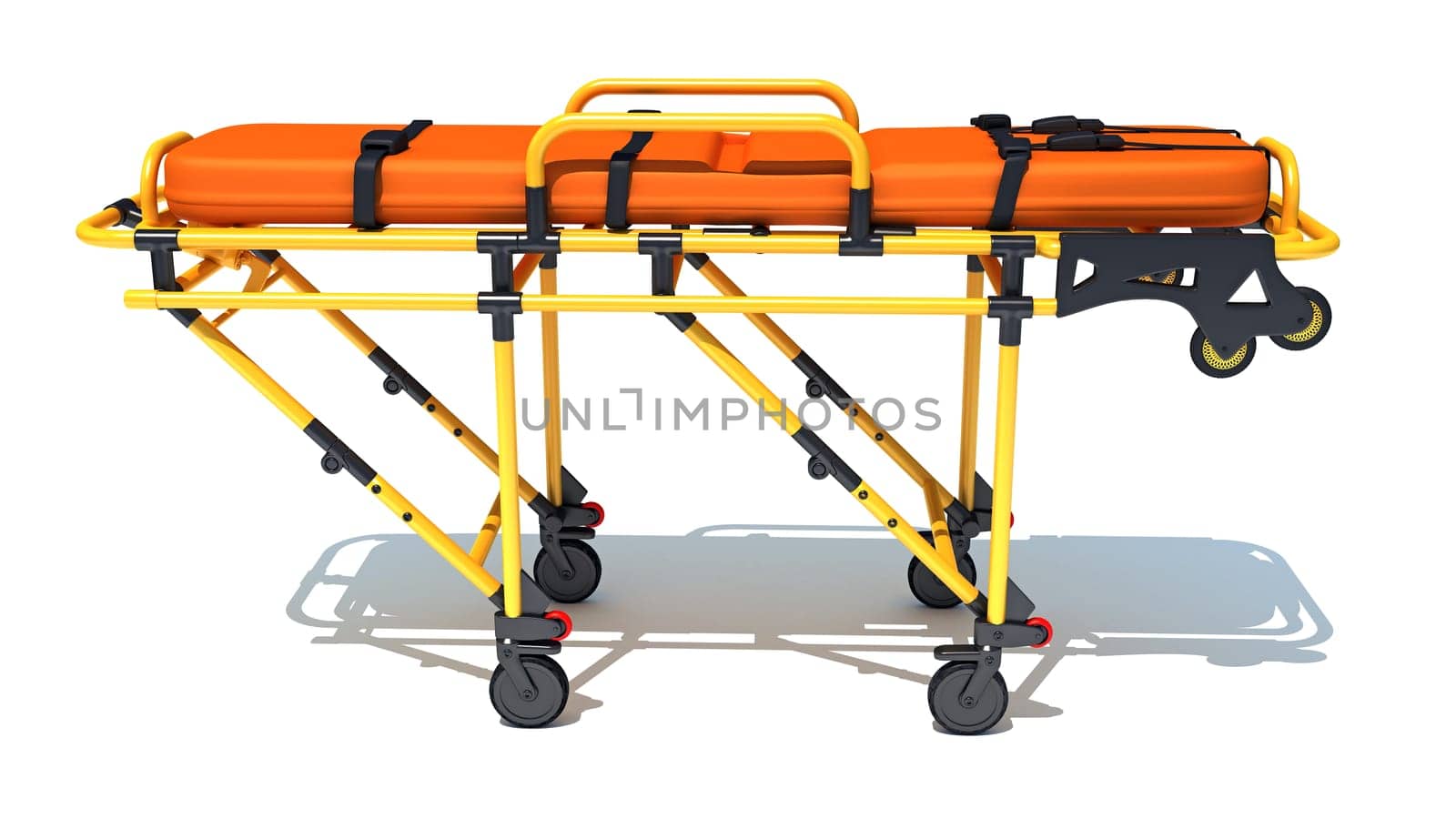 Medical Stretcher Trolley 3D rendering model on white background