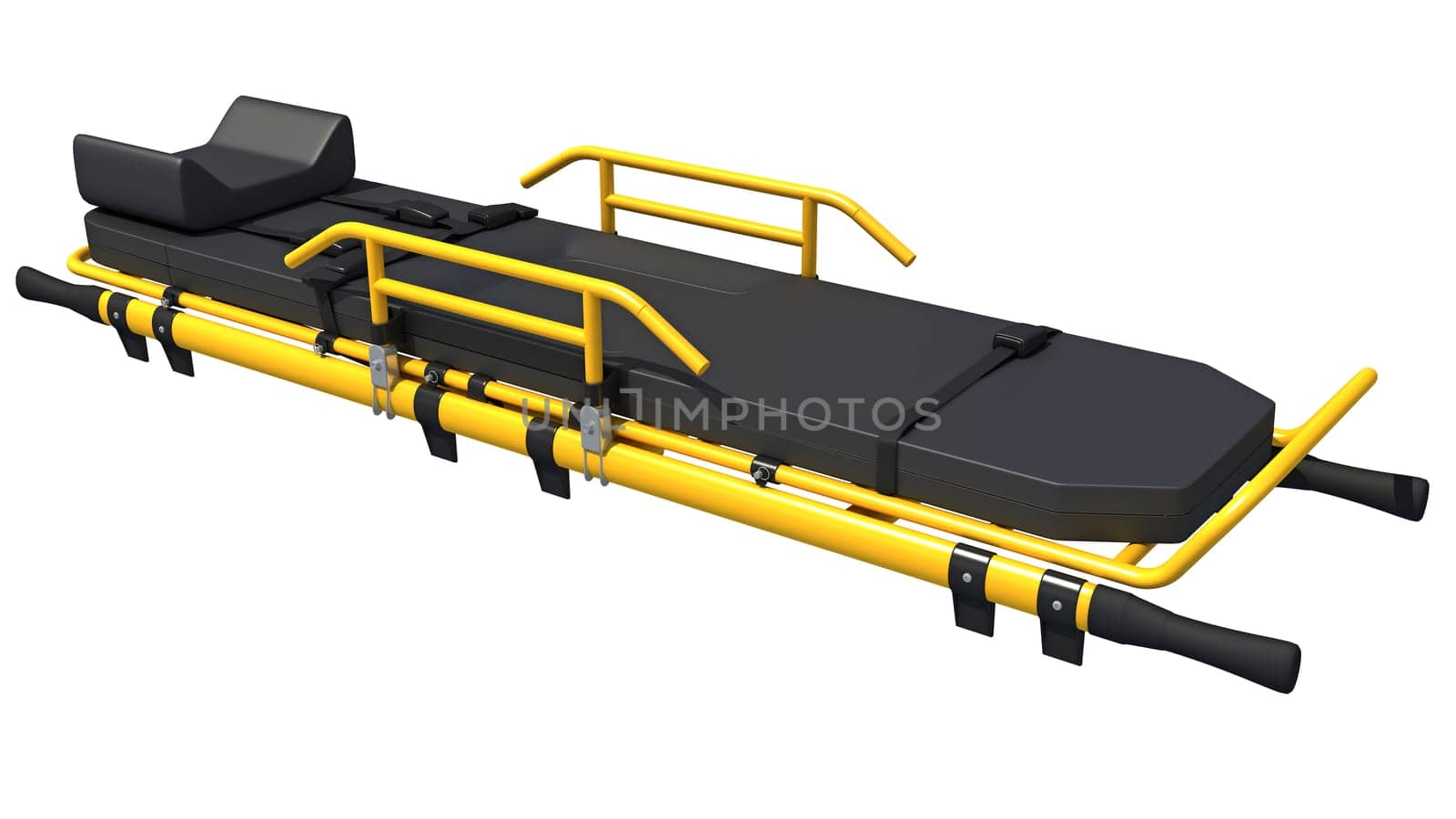 Medical Stretcher Trolley 3D rendering model on white background