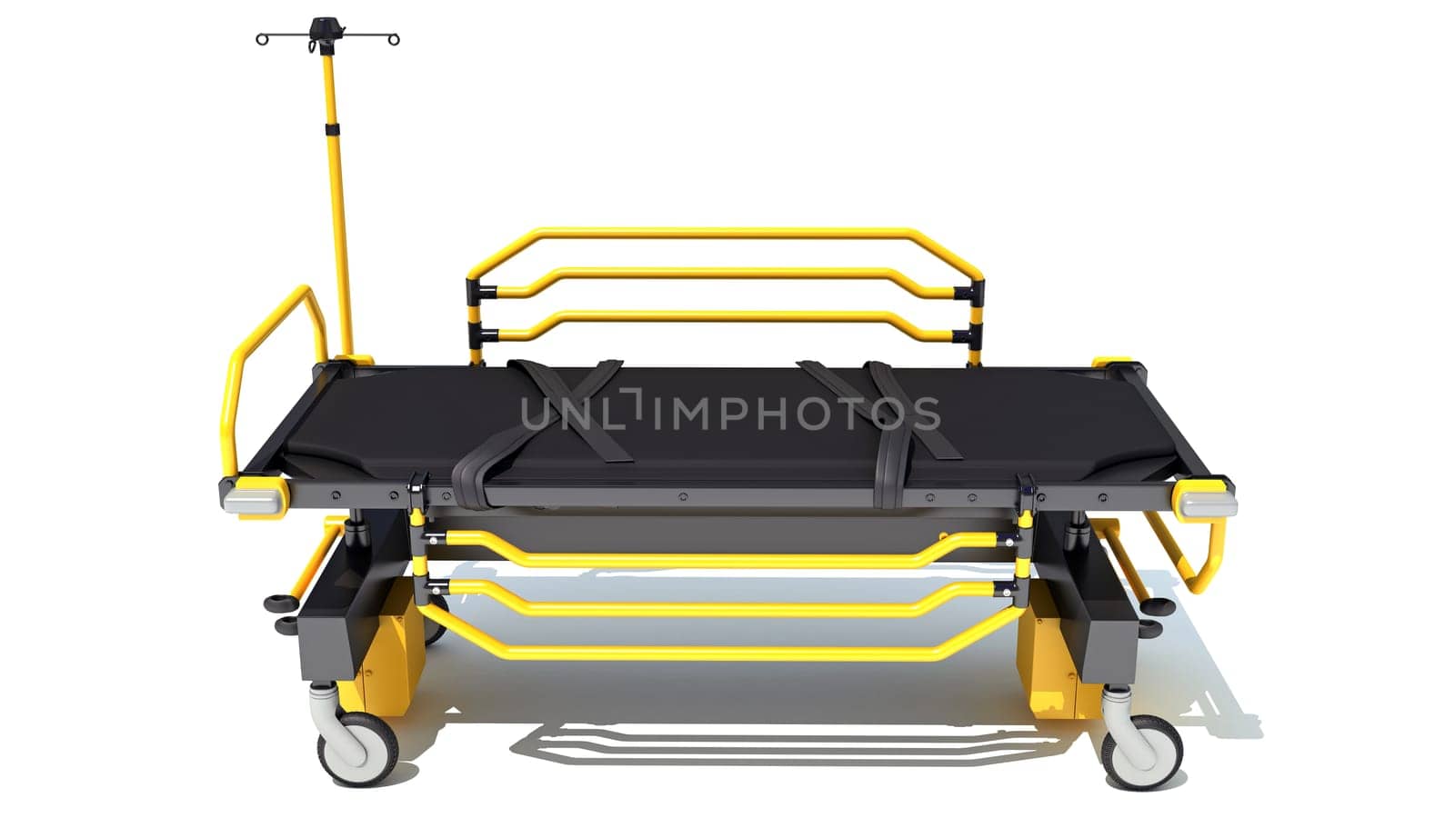 Medical Stretcher Trolley 3D rendering model on white background