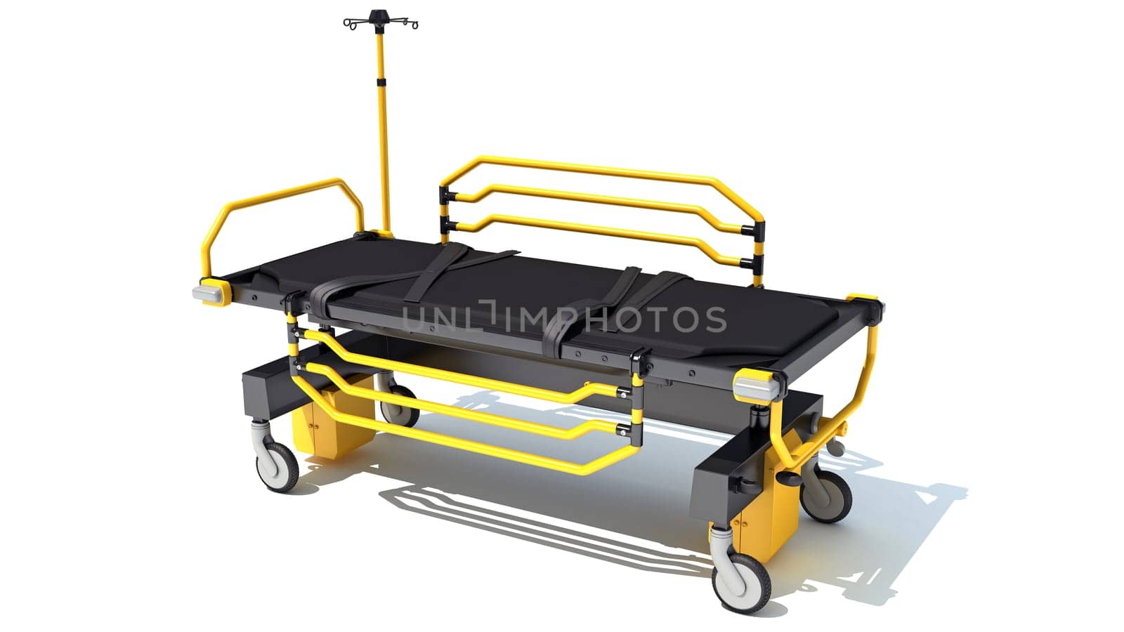 Medical Stretcher Trolley 3D rendering on white background by 3DHorse