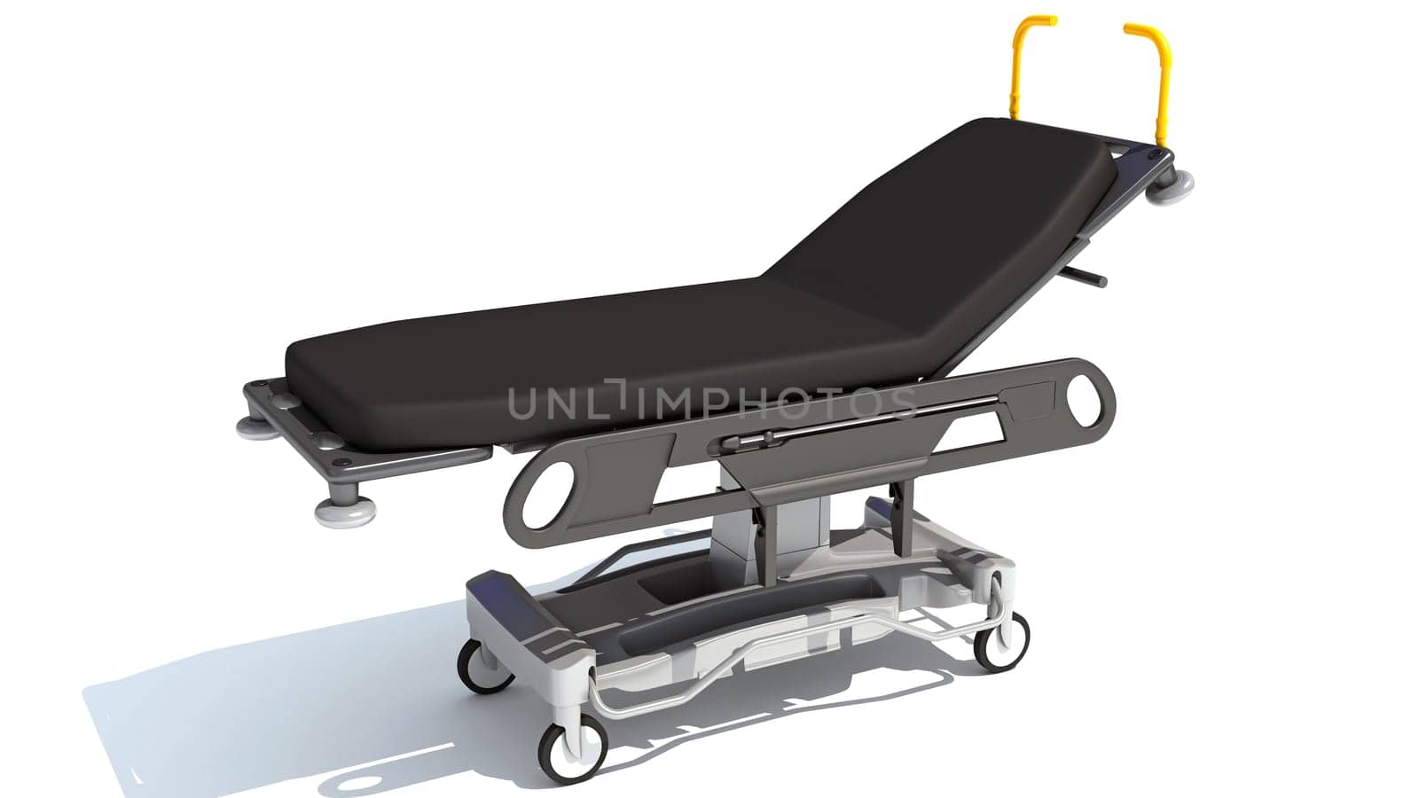 Medical Stretcher Trolley 3D rendering on white background by 3DHorse