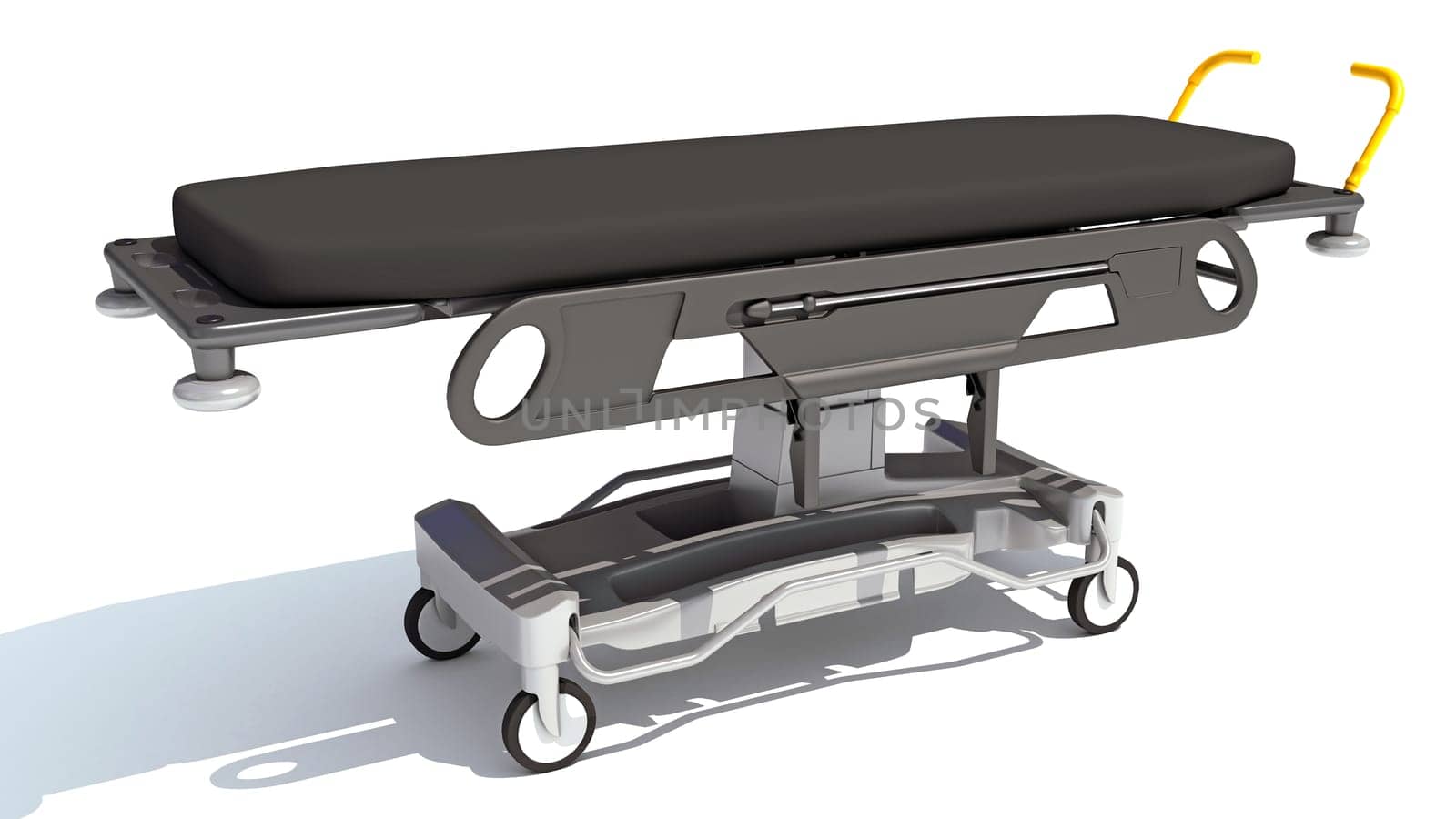 Medical Stretcher Trolley 3D rendering model on white background