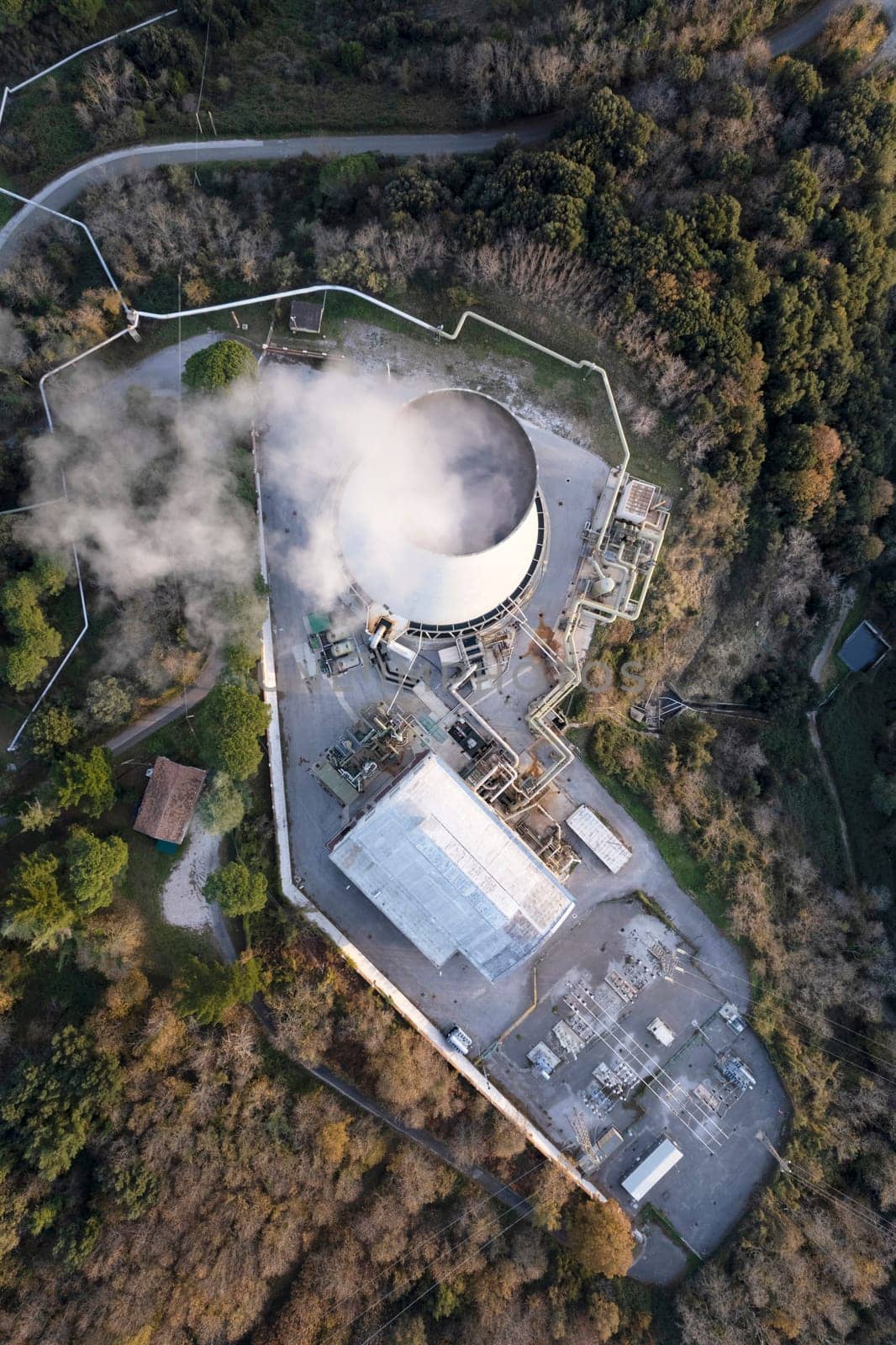 Aerial documentation of the industrial plants for the exploitation of boraciferous blowholes in the Monterotondo Martima Grosseto area