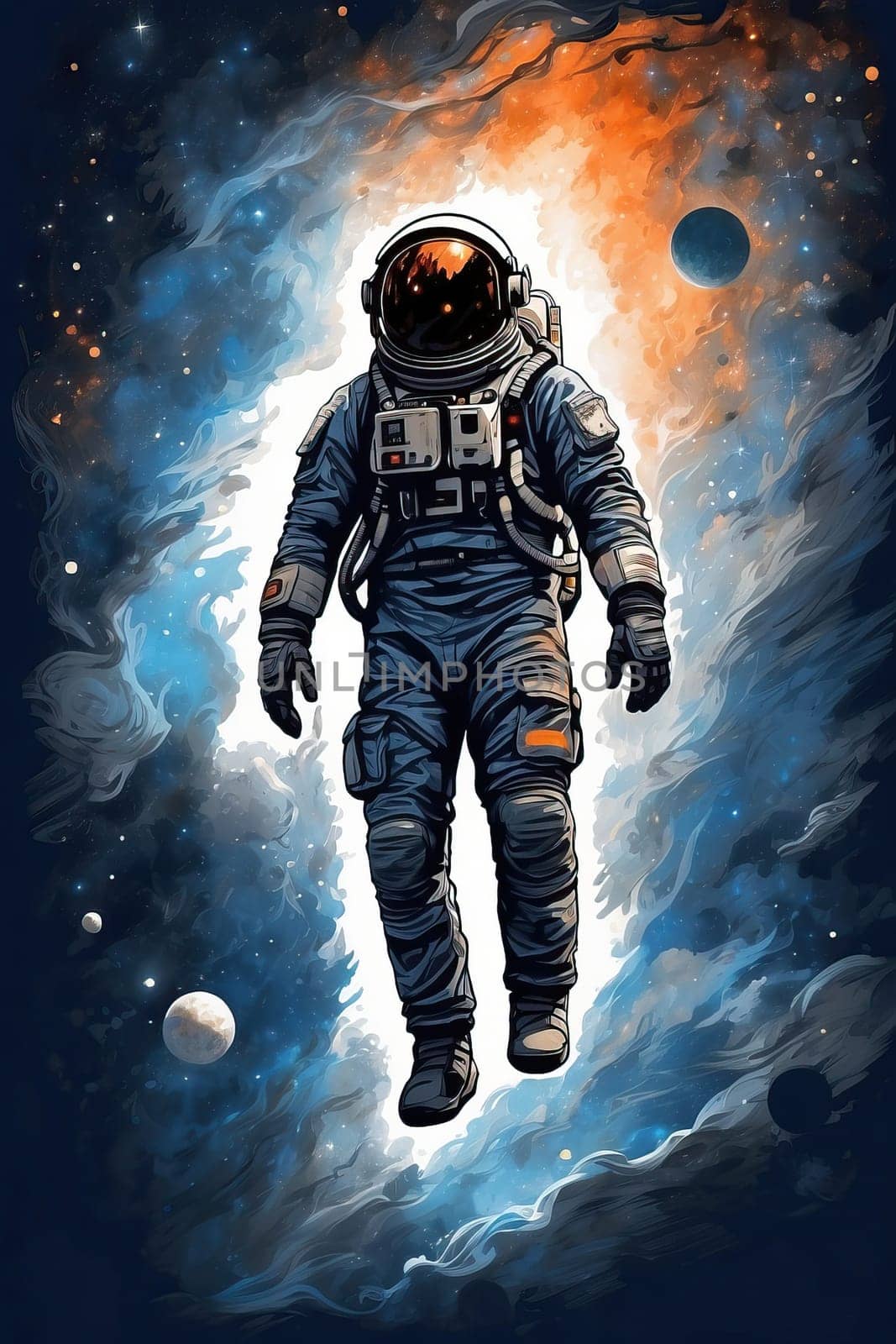 Astronaut in outer space by applesstock