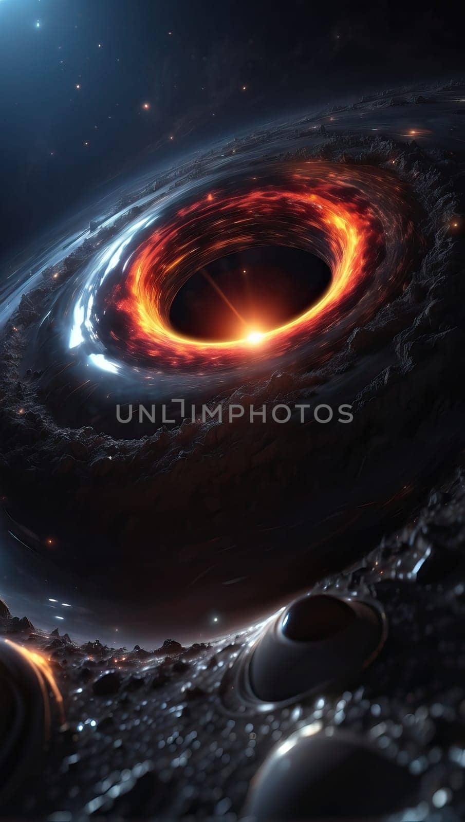 Black hole in space. AI generated