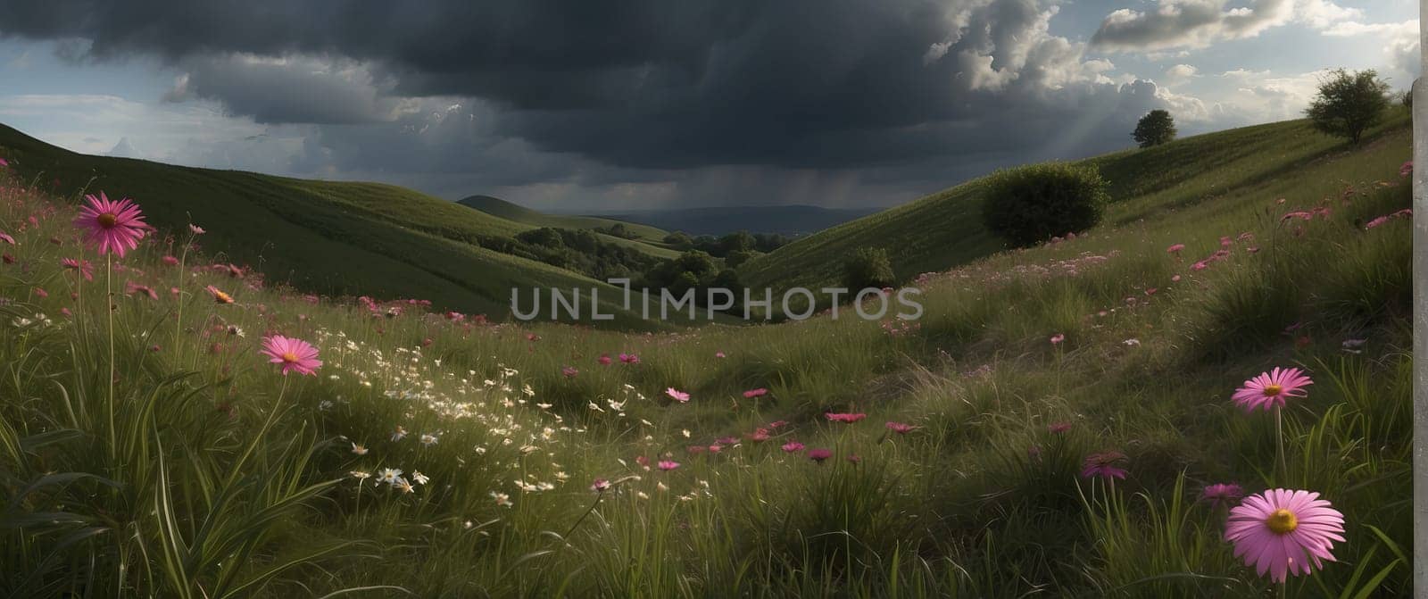 Thundercloud over the fields. AI generated